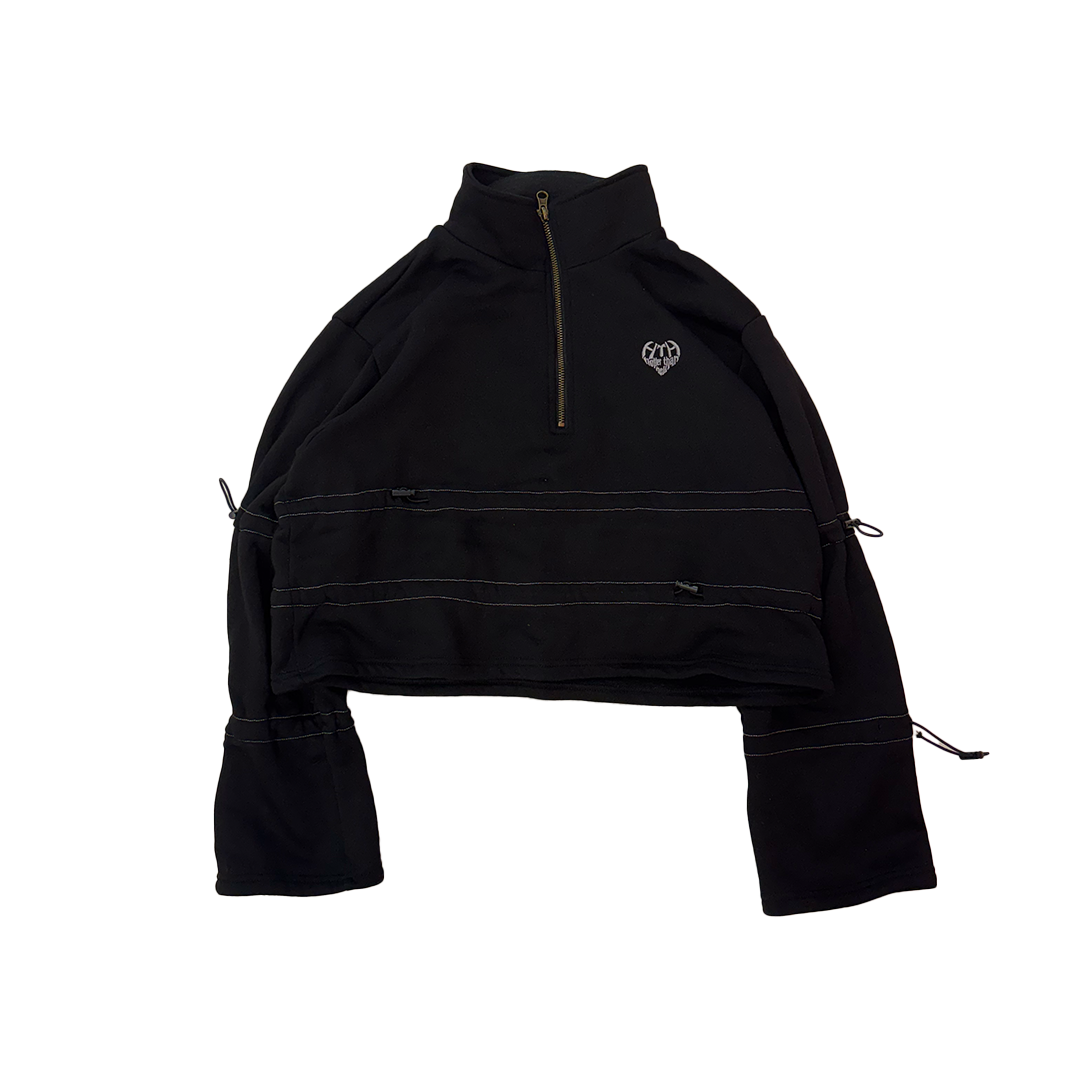 HTH Draw Cord Half Zip Black Sweat (ONE SIZE)