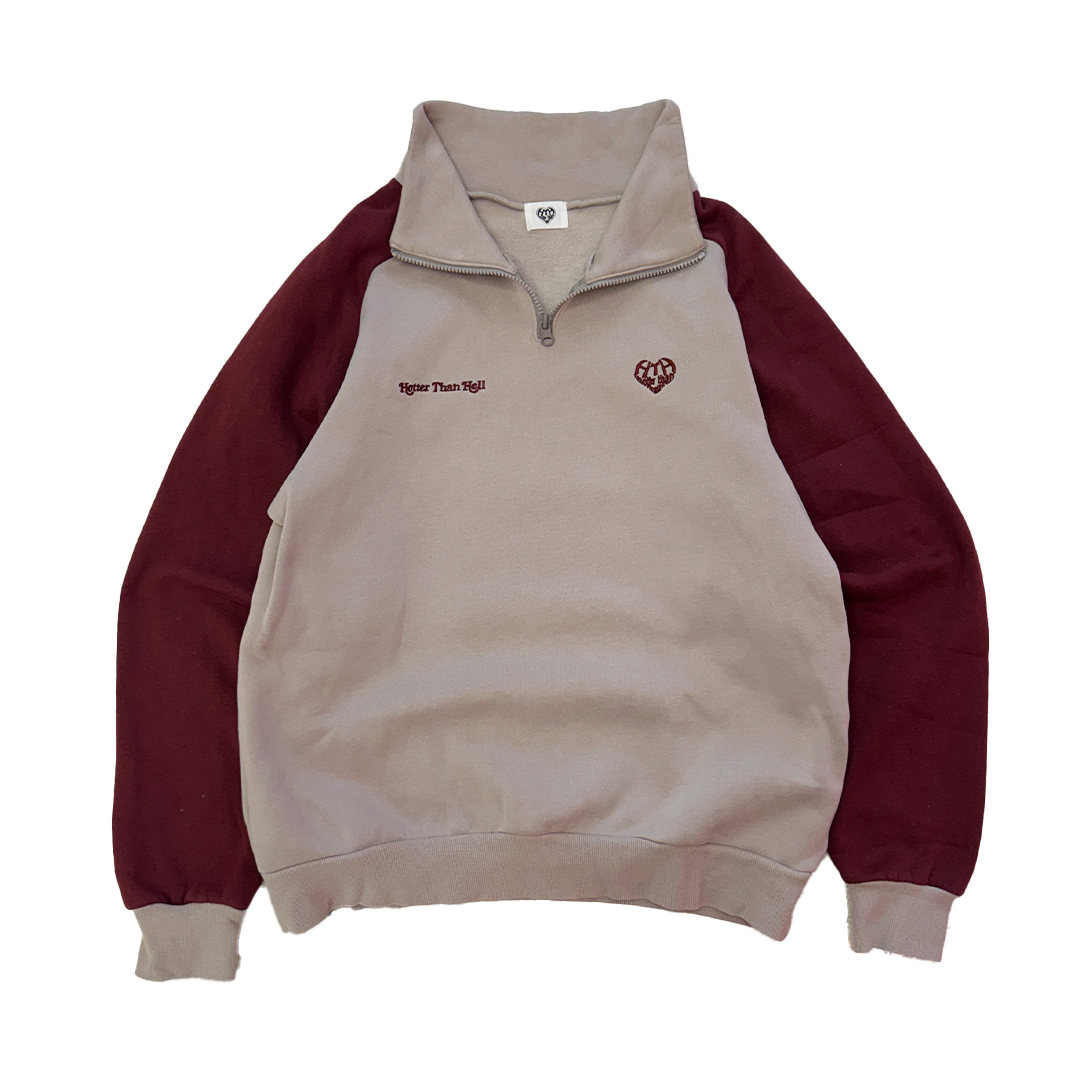 Hotter Than Hell Half Zip Sweat Raglan (Free Size)