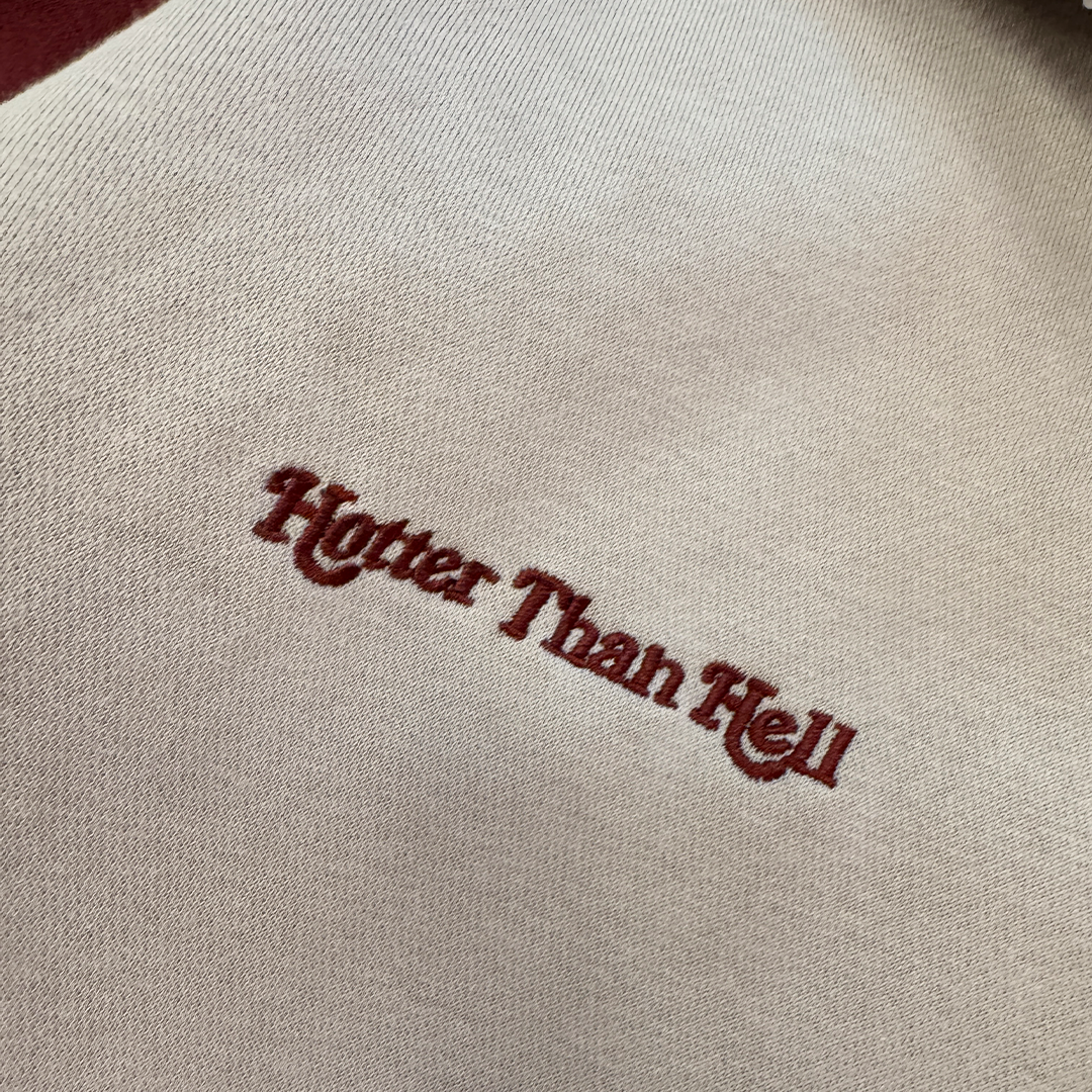 Hotter Than Hell Half Zip Sweat Raglan (Free Size)