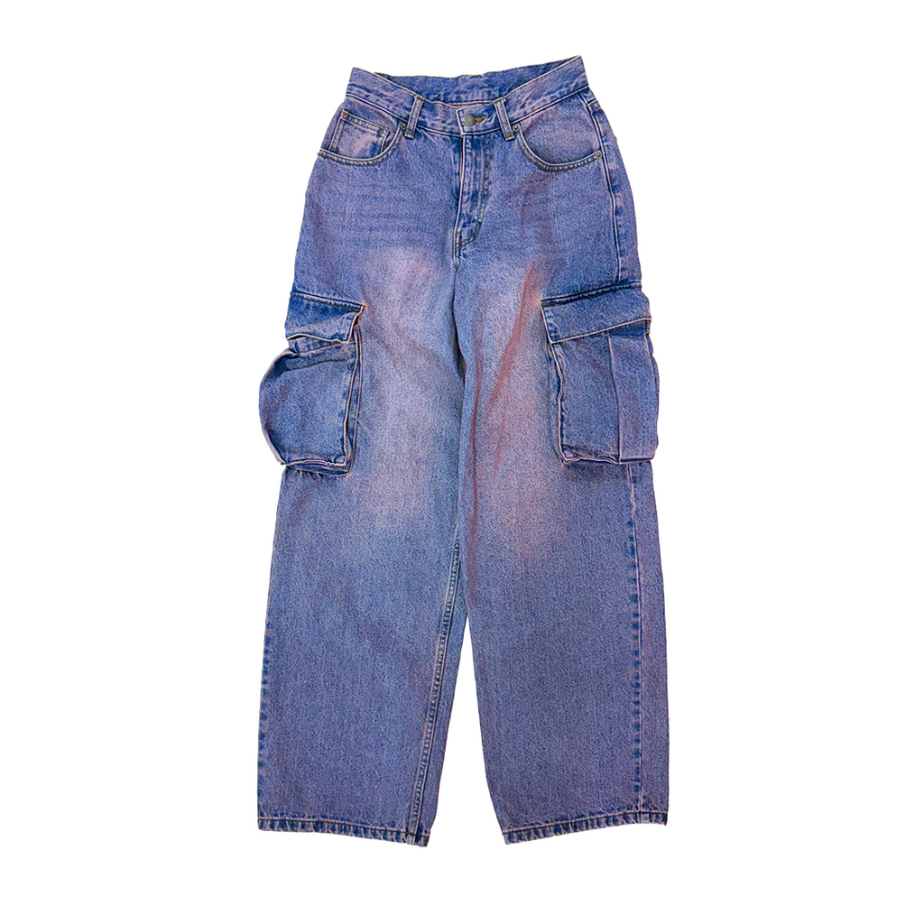 Hotter than Hell Washed Pink and Blue Cargo Pants (S)