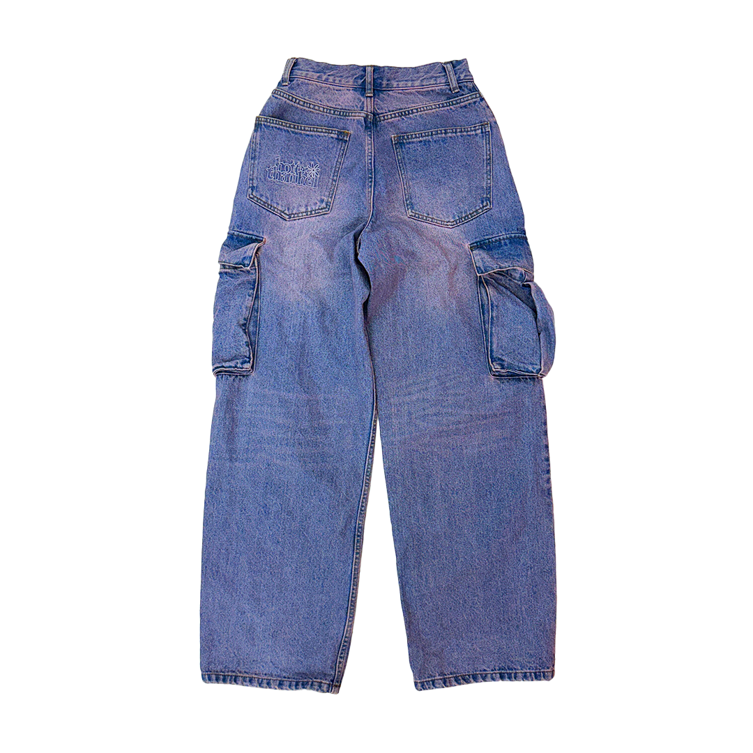 Hotter than Hell Washed Pink and Blue Cargo Pants (S)