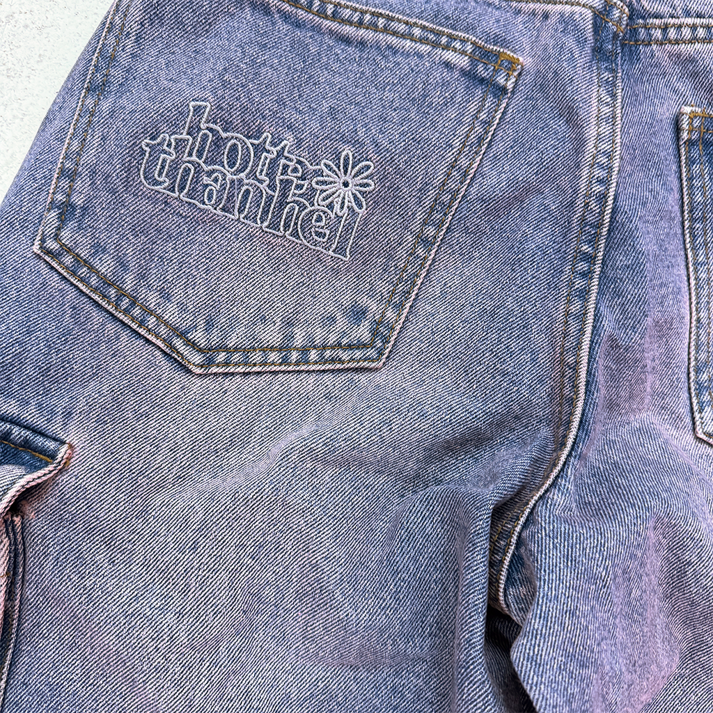 Hotter than Hell Washed Pink and Blue Cargo Pants (S)