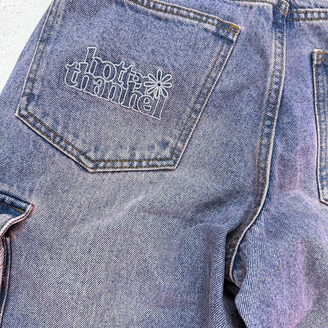 Hotter than Hell Washed Pink and Blue Cargo Pants (S)