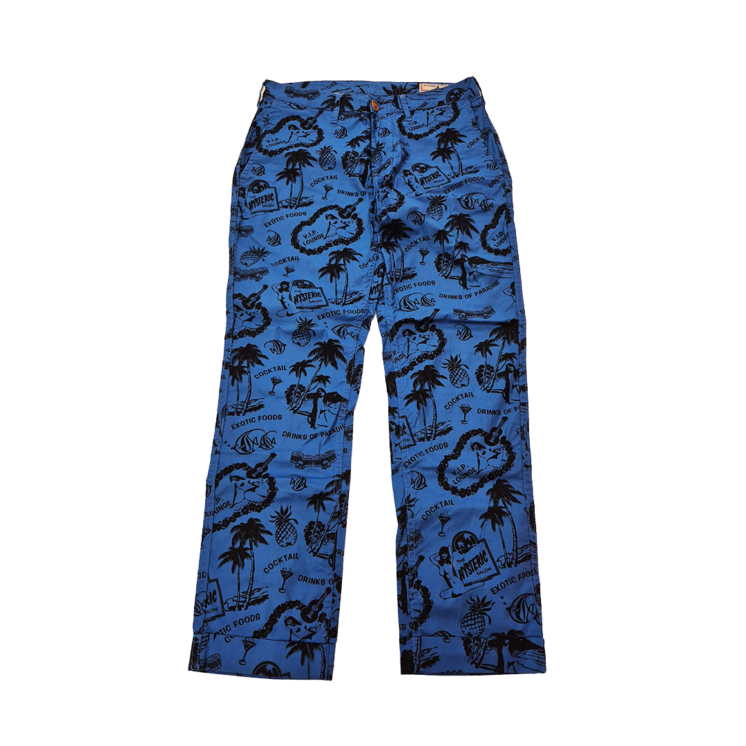 Hysteric Glamour His Girl Aloha All-Over Print Blue Easy Pants (S)