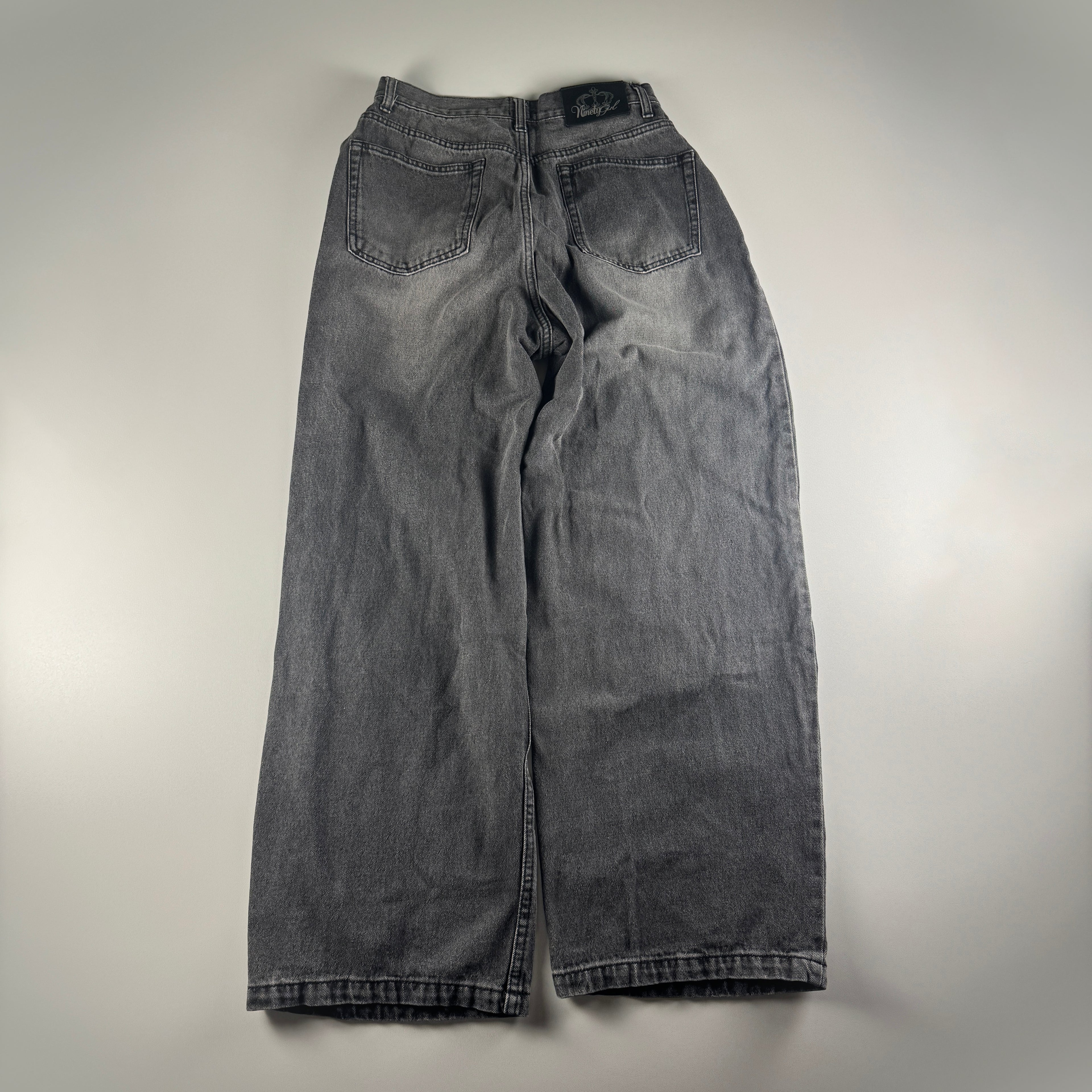 9090 Girl Rhinestone Black Baggy Pants (M)