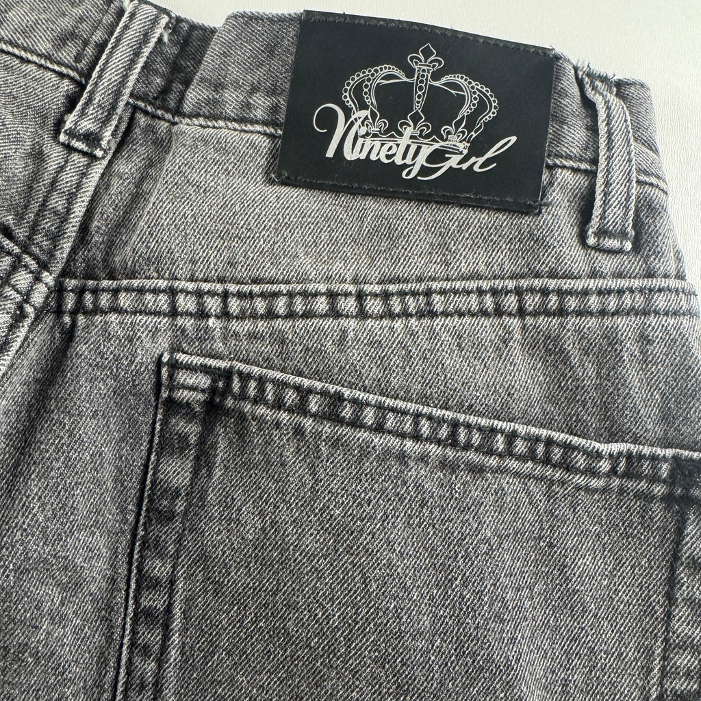 9090 Girl Rhinestone Black Baggy Pants (M)
