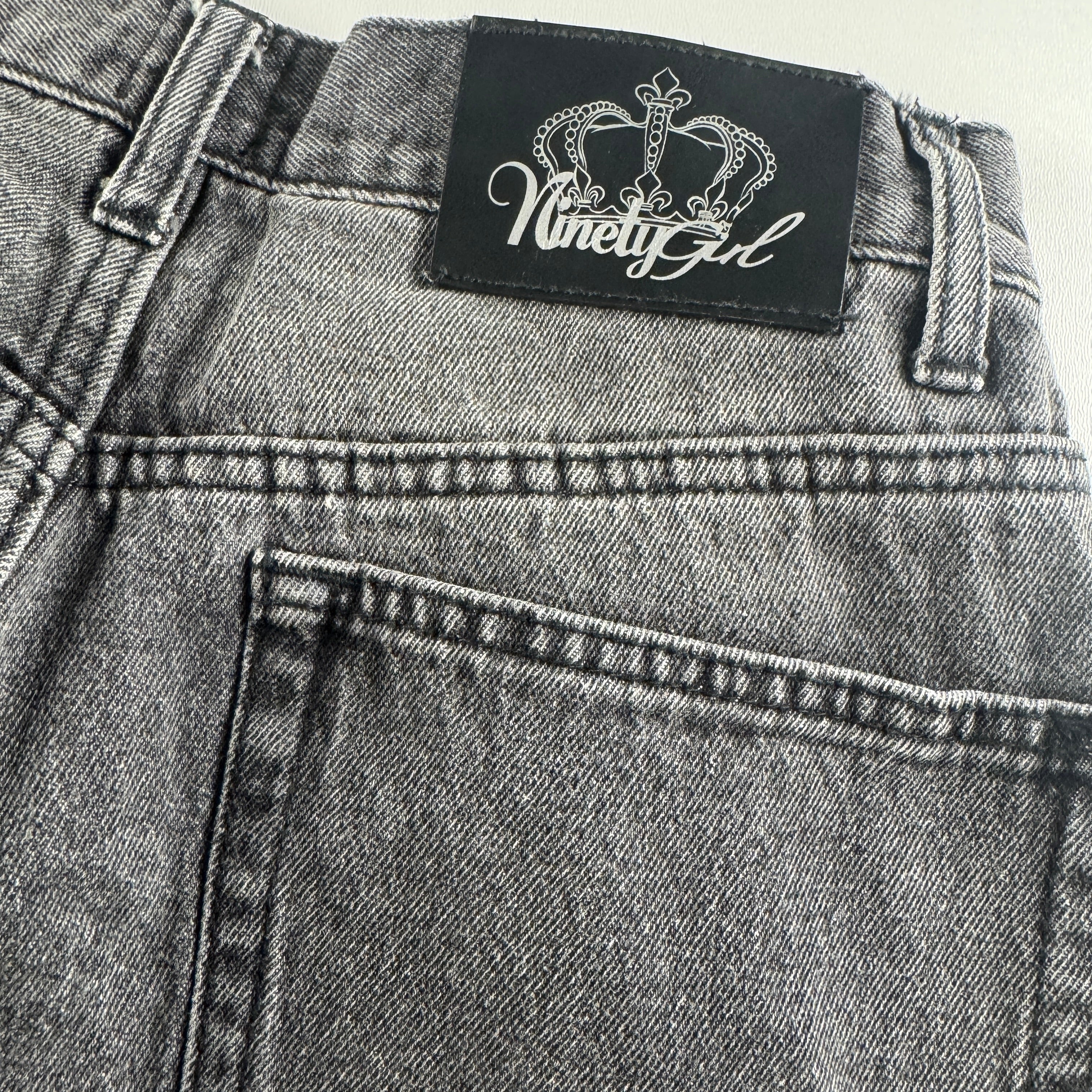 9090 Girl Rhinestone Black Baggy Pants (M)