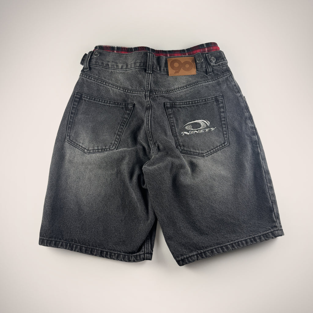 9090 Double Layered Black Baggy Short (M)