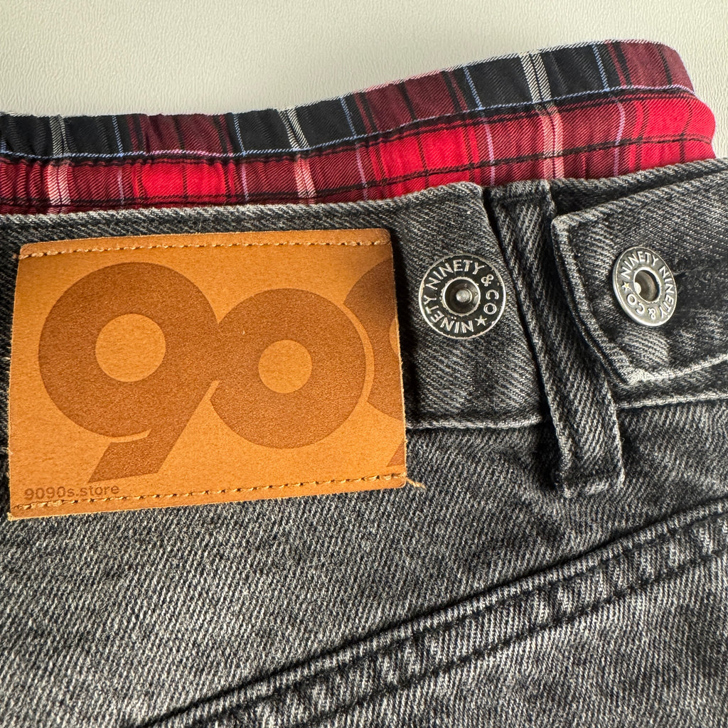 9090 Double Layered Black Baggy Short (M)
