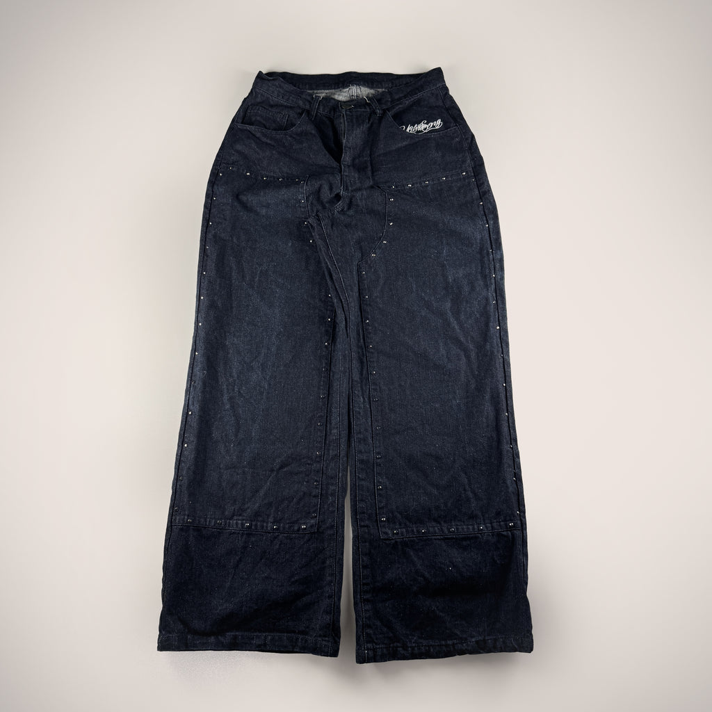 Younger Song Angel Print Black Jeans Pants (M)