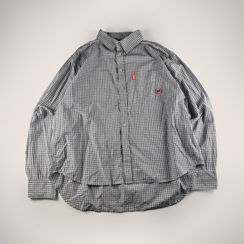 9090 Checkered Navy Blue S/S Shirt (L)