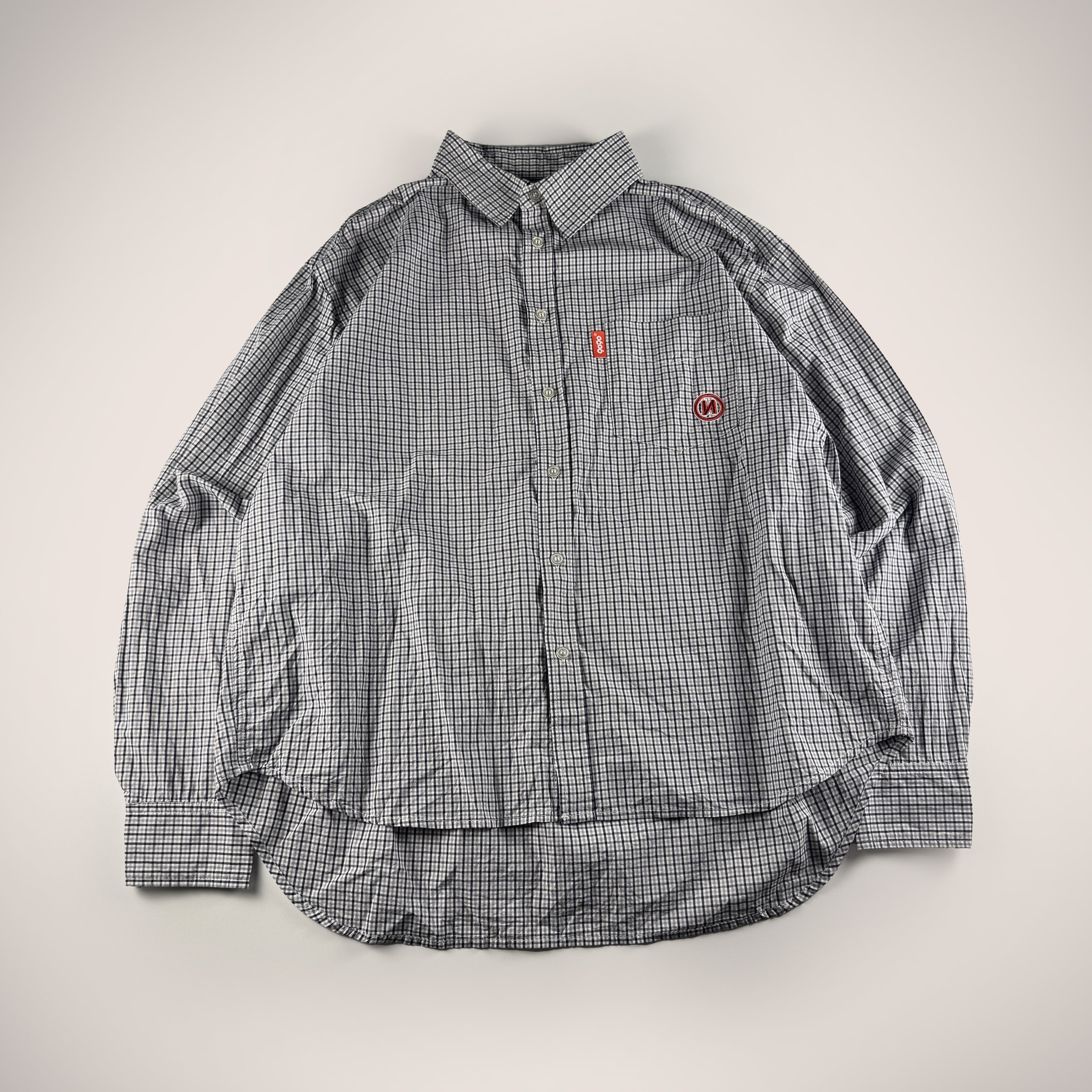 9090 Checkered Navy Blue S/S Shirt (L)