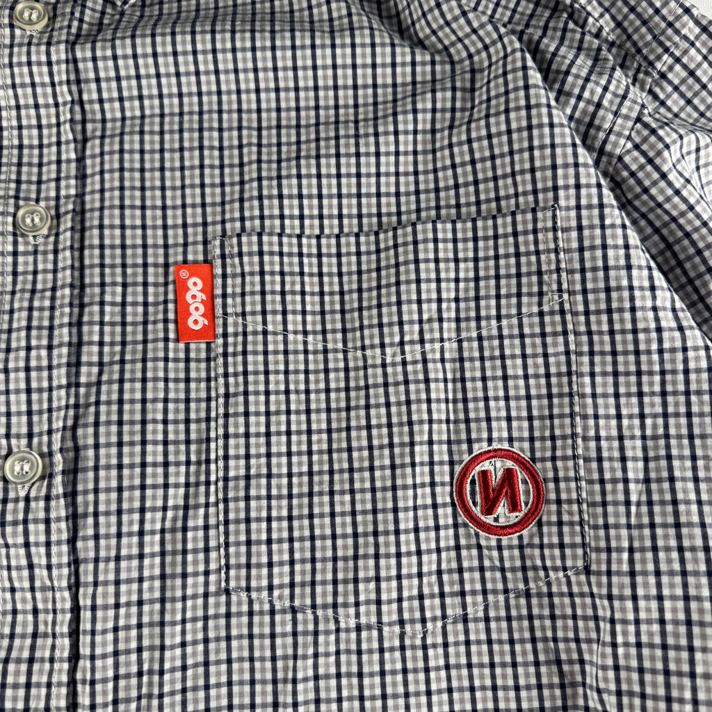 9090 Checkered Navy Blue S/S Shirt (L)