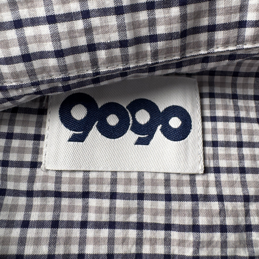 9090 Checkered Navy Blue S/S Shirt (L)