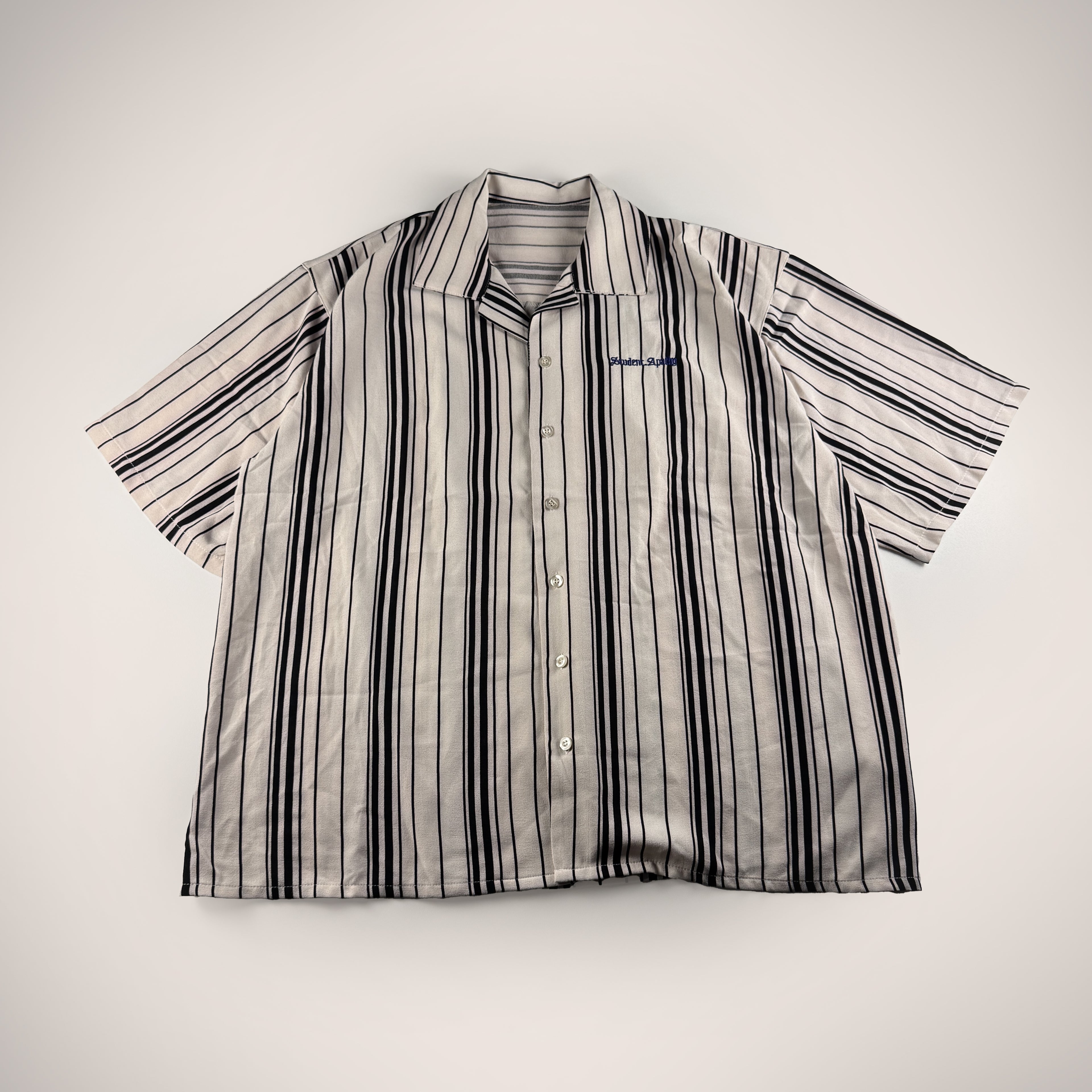 Student Apathy White Black Striped S/S Shirt (L)