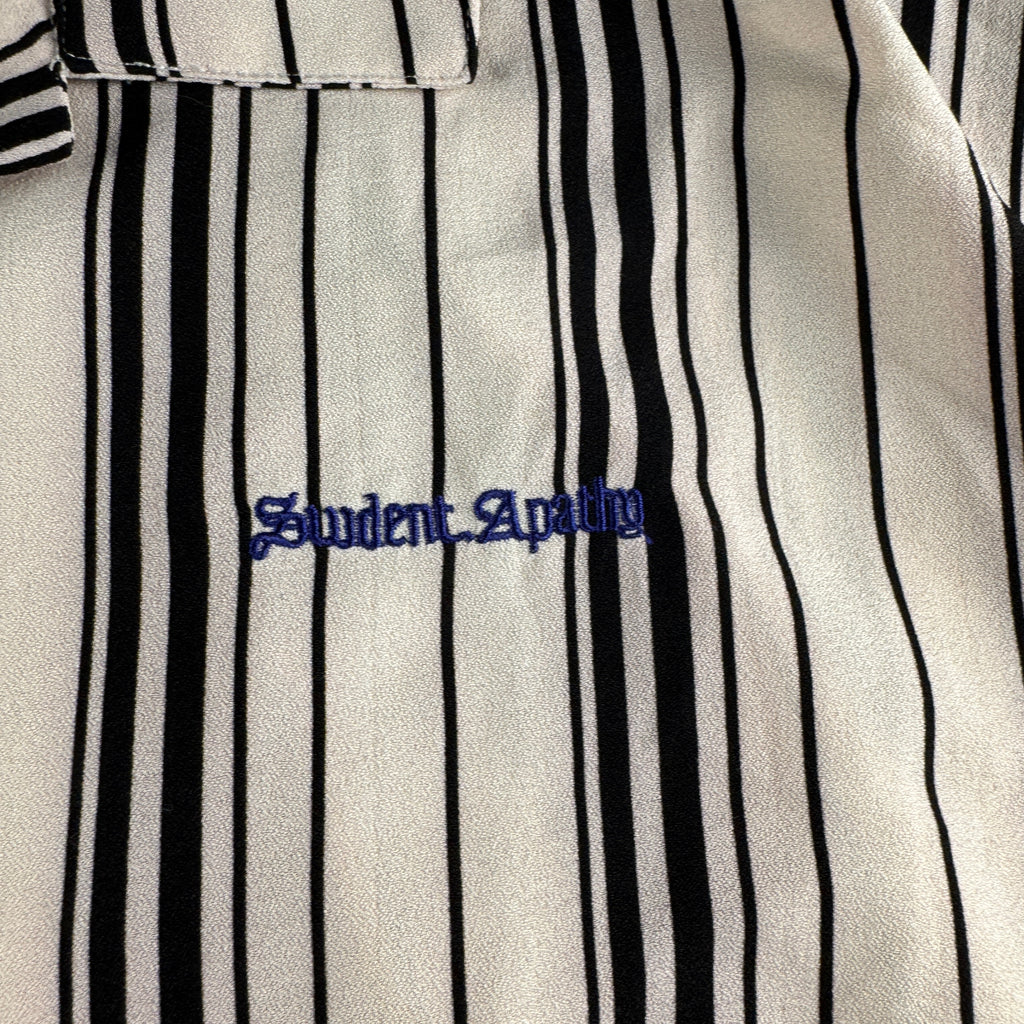 Student Apathy White Black Striped S/S Shirt (L)