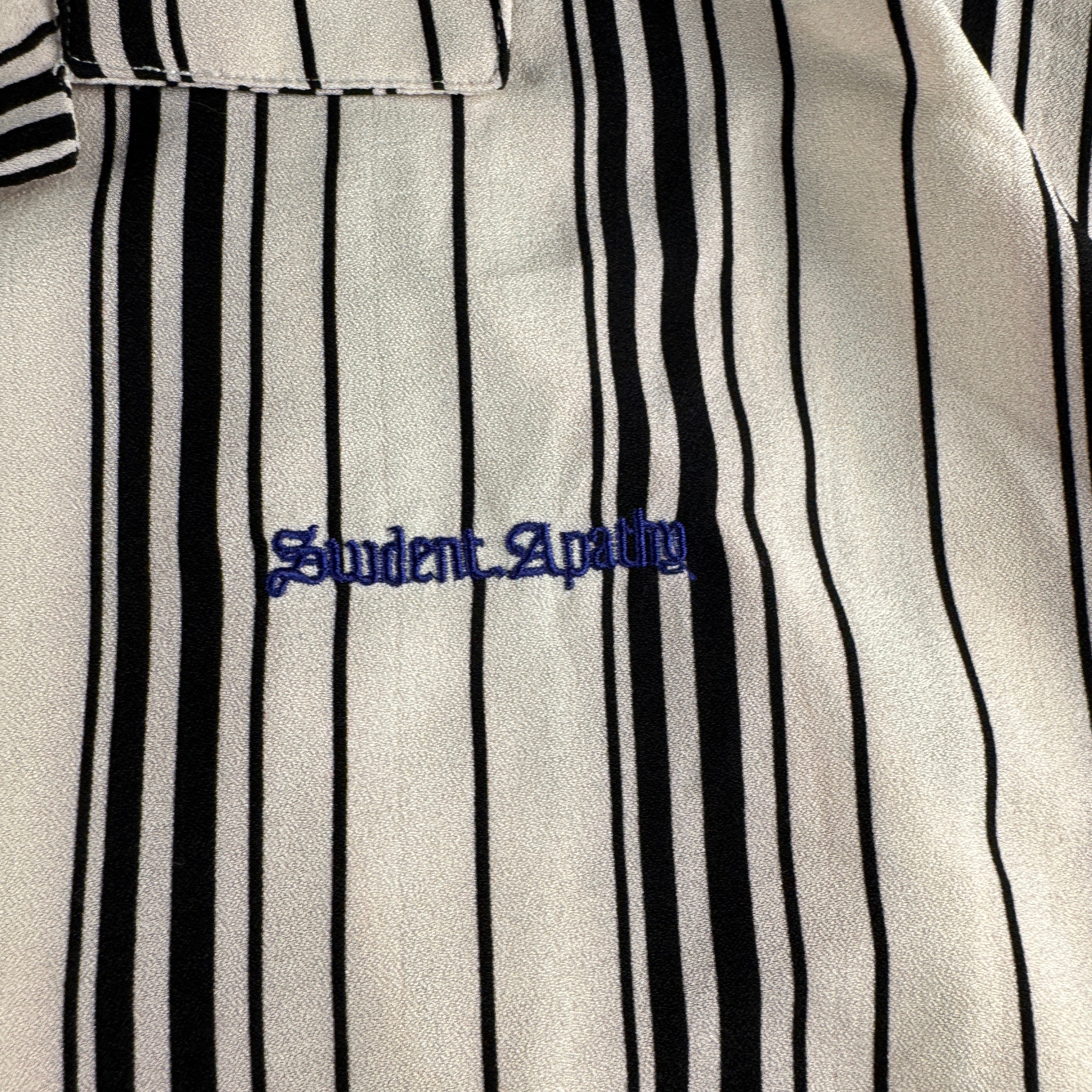 Student Apathy White Black Striped S/S Shirt (L)