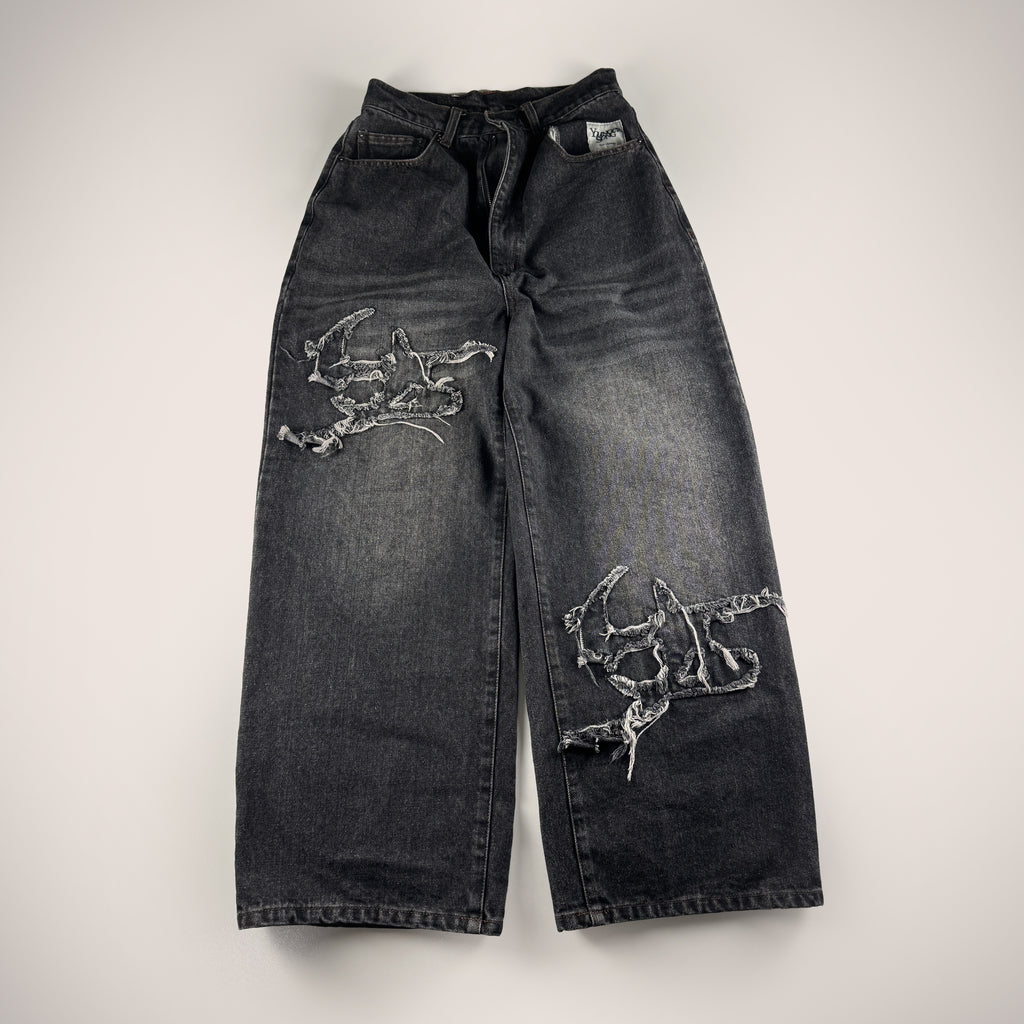 Younger Song Denim Patch Grey Pants (S)