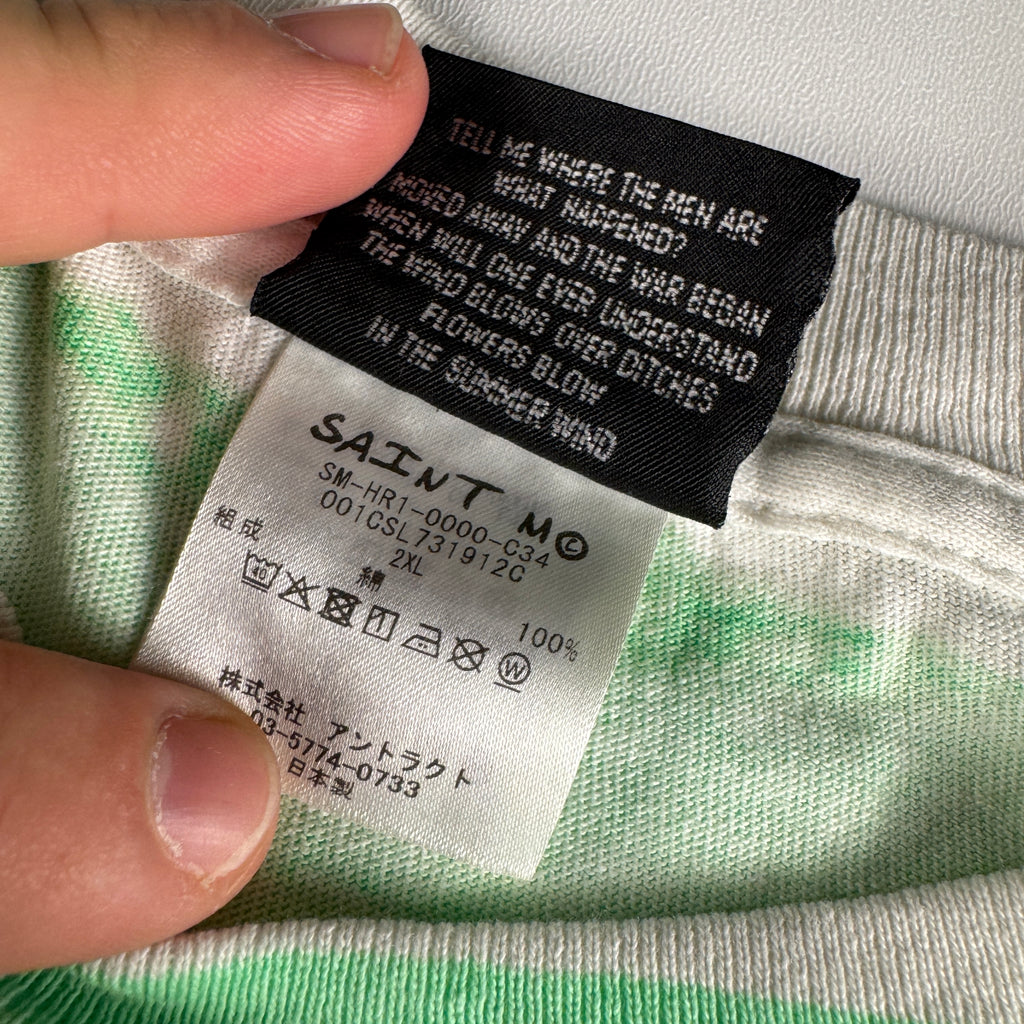 Saint Michael x BAPE Green White Handprint Tee (2XL)