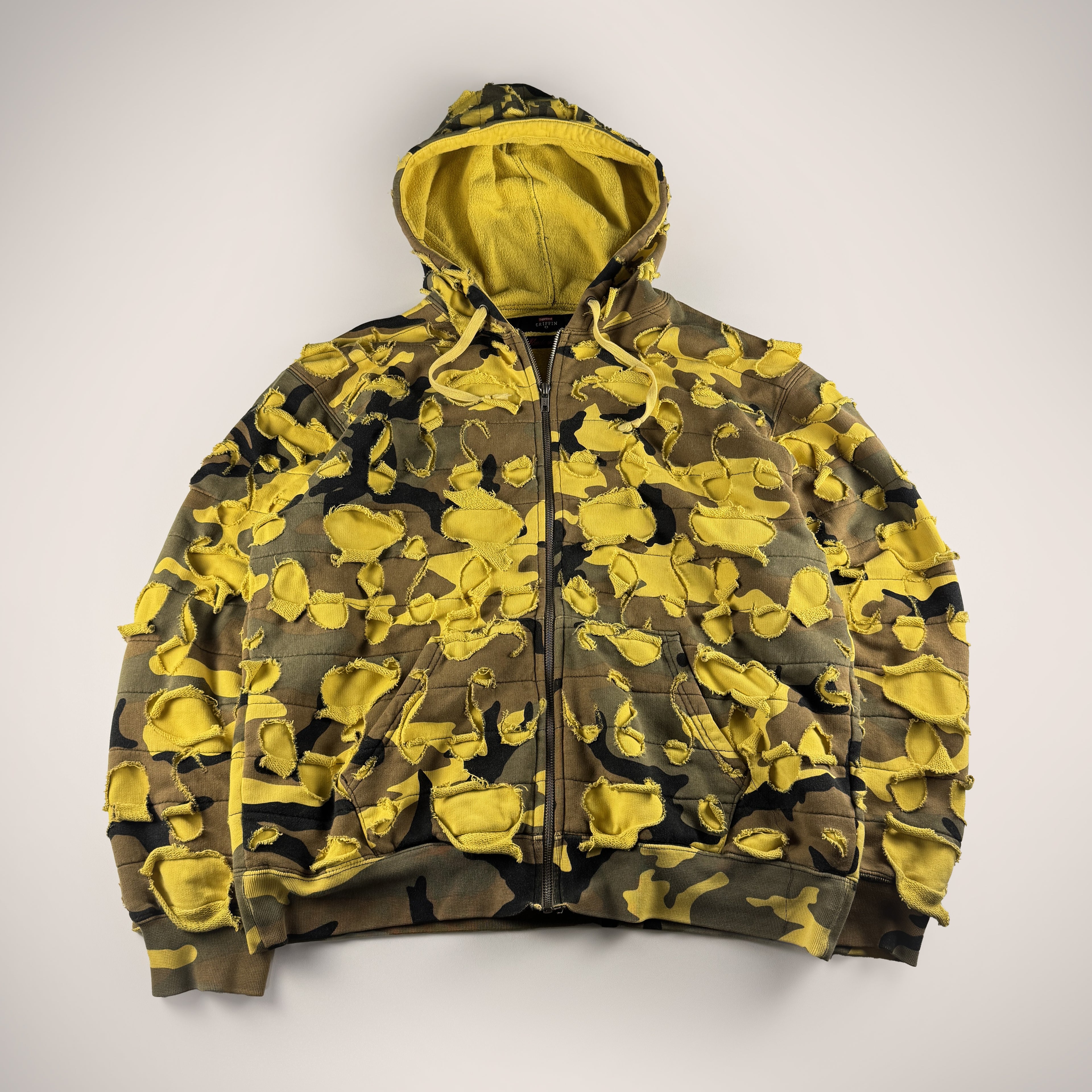 Supreme x Griffin Patch Camo Yellow Zip Up Hoodie (M)