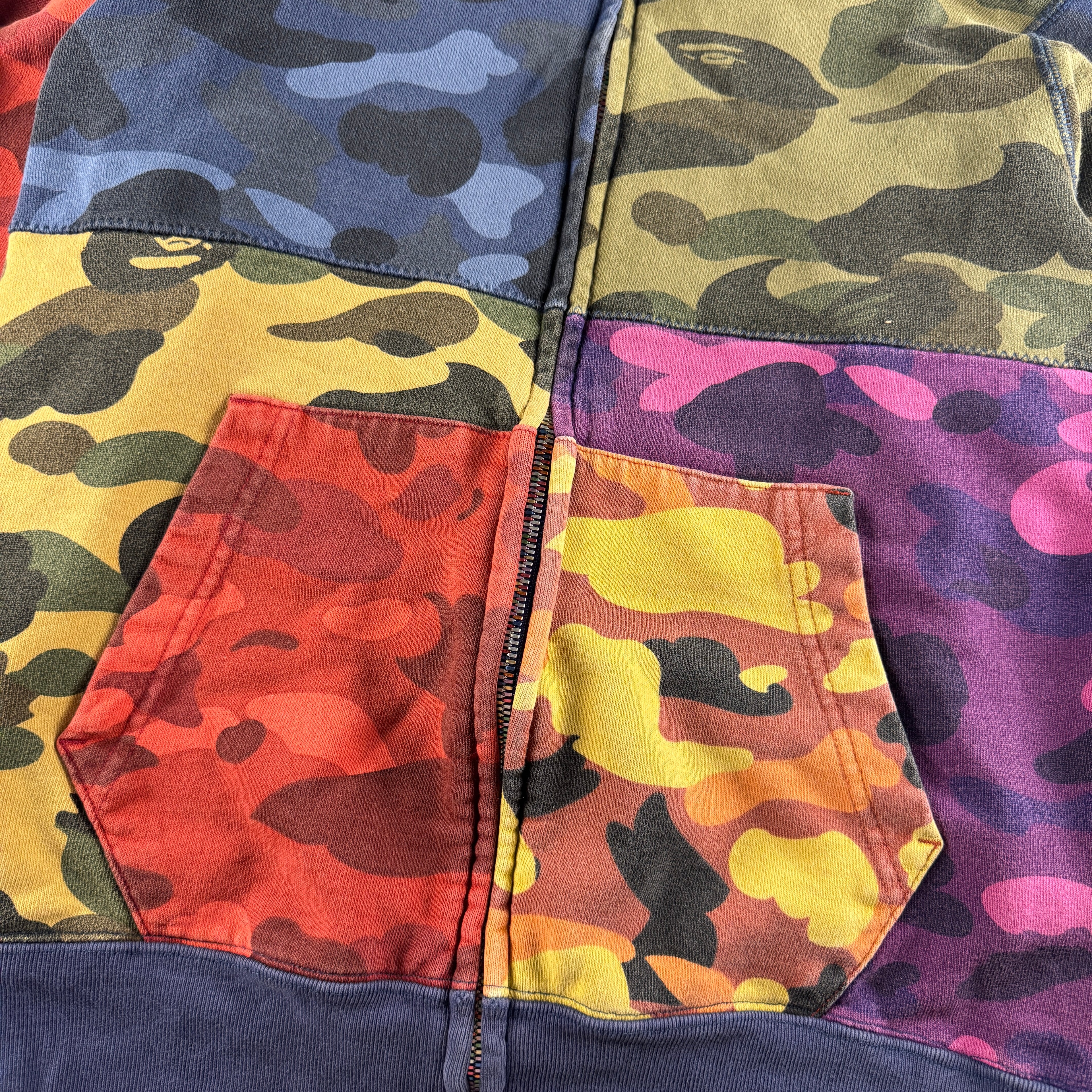 BAPE Mix Patchwork Camo Full Zip Shark Hoodie (S)