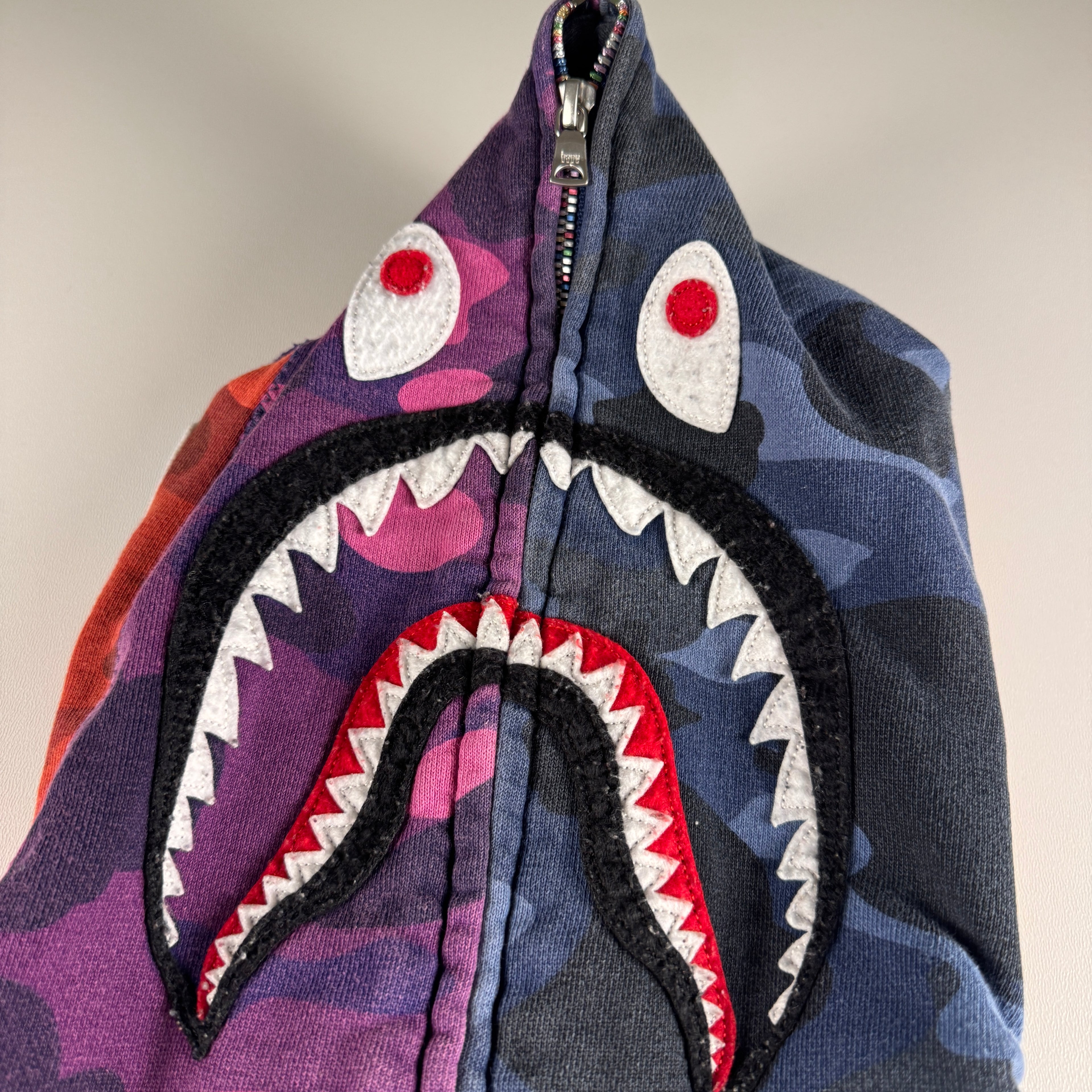 BAPE Mix Patchwork Camo Full Zip Shark Hoodie (S)