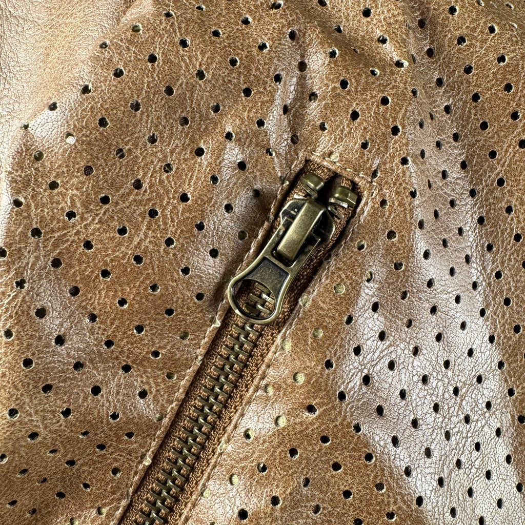 Atmos Pink Brown Perforated Vegan Leather Jacket (OS)