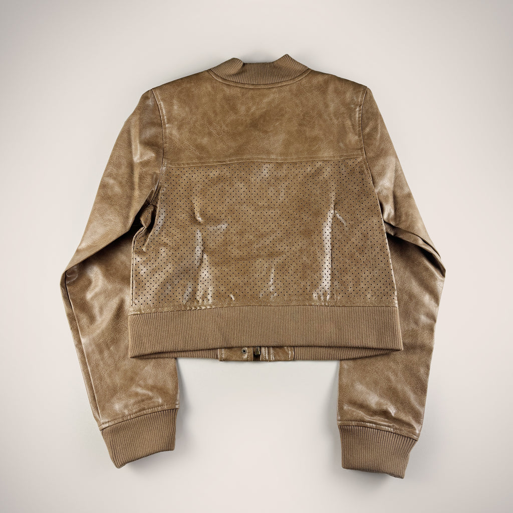 Atmos Pink Brown Perforated Vegan Leather Jacket (OS)