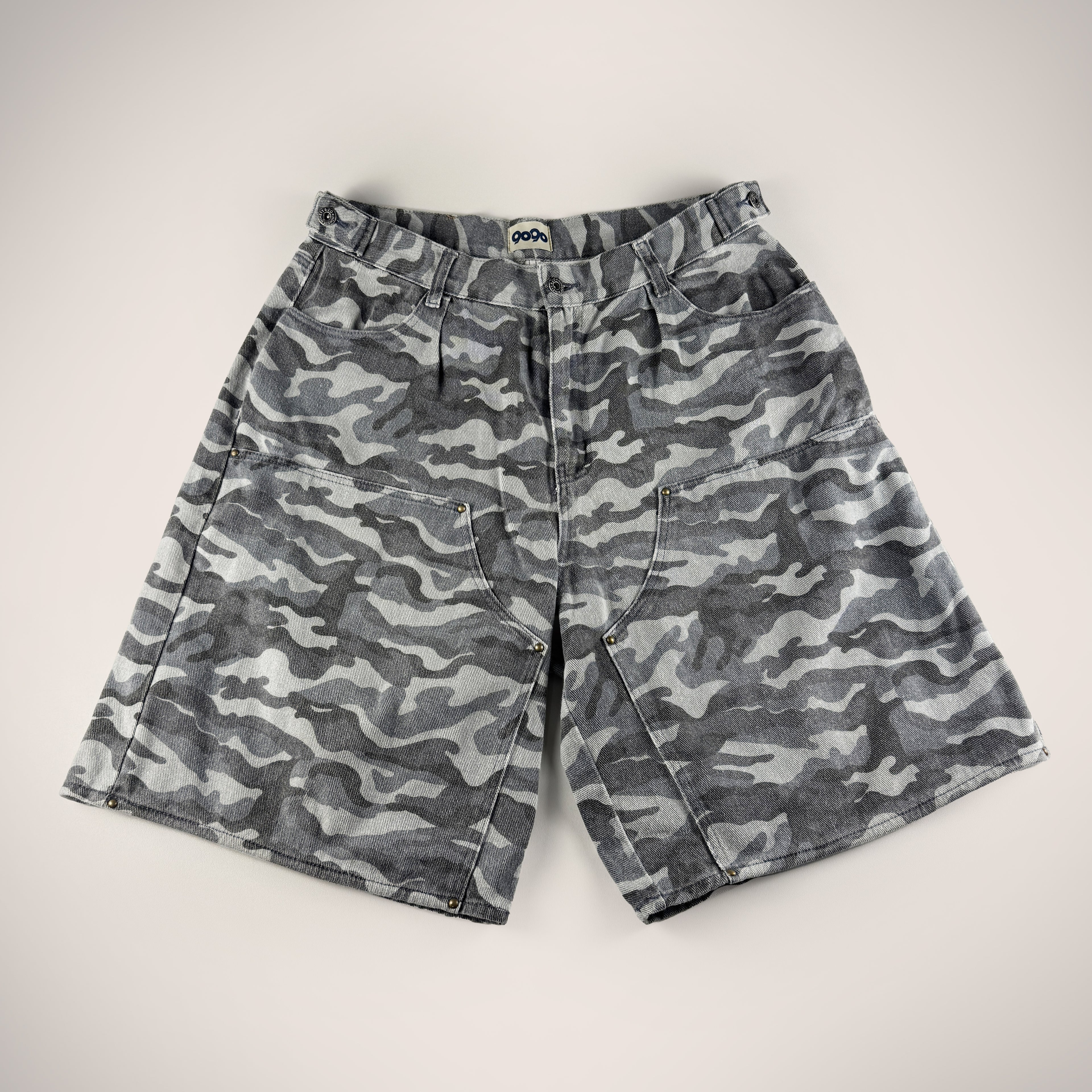 9090 Camo Double Knee Blue Baggy Short (L)