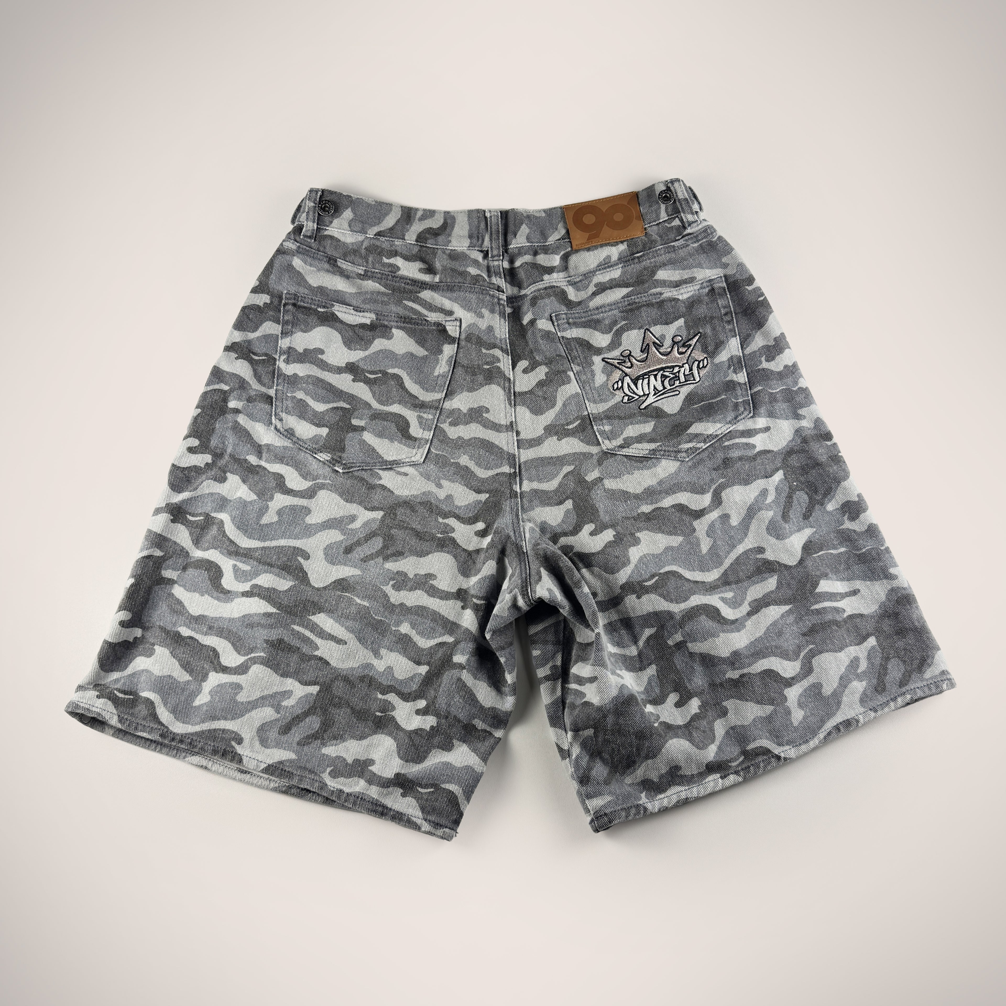 9090 Camo Double Knee Blue Baggy Short (L)