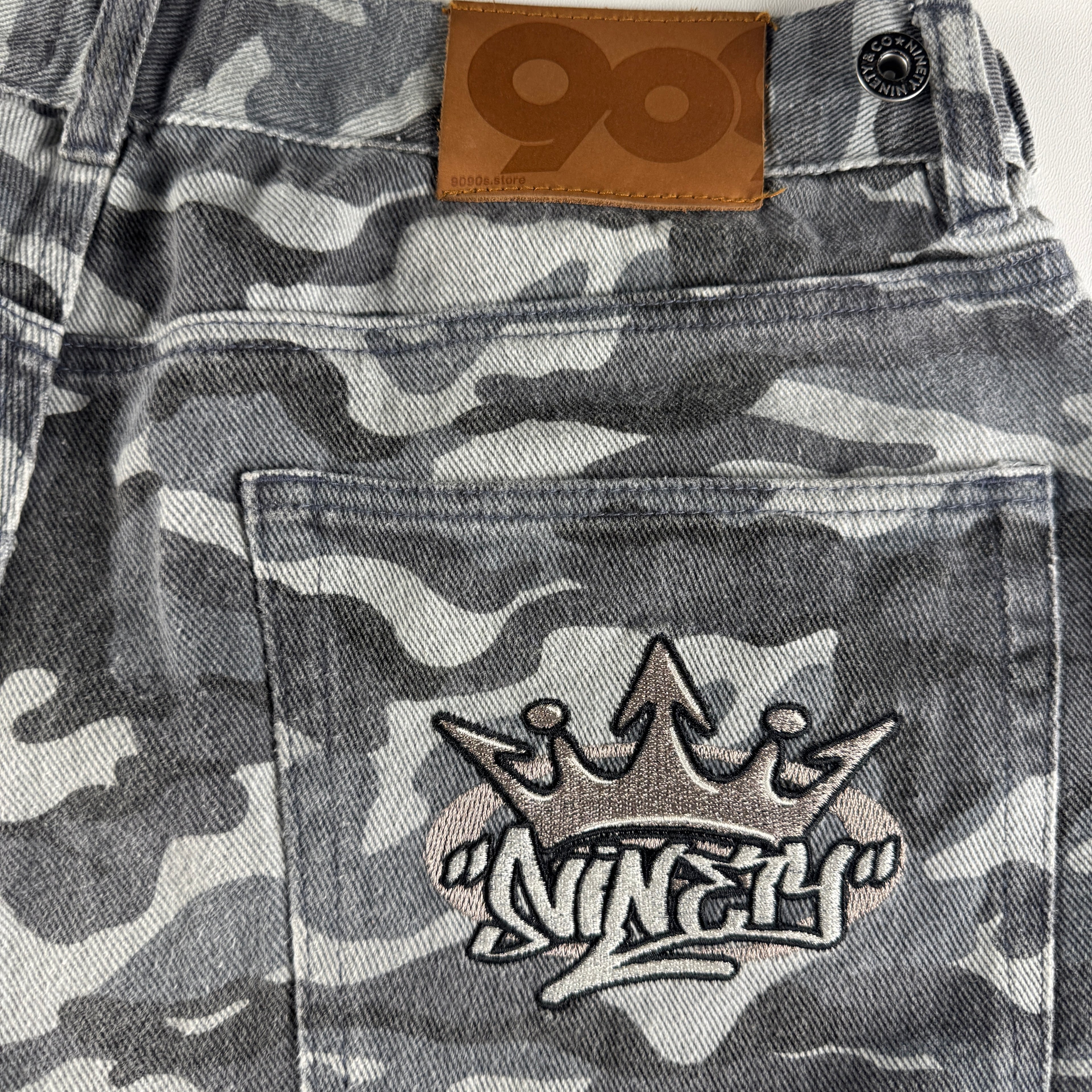 9090 Camo Double Knee Blue Baggy Short (L)