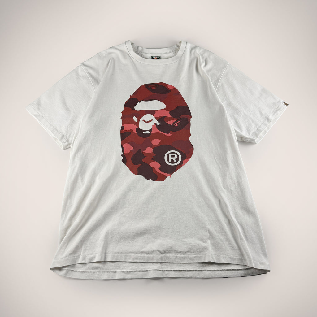 BAPE Red Big Head Camo White Tee (2XL)