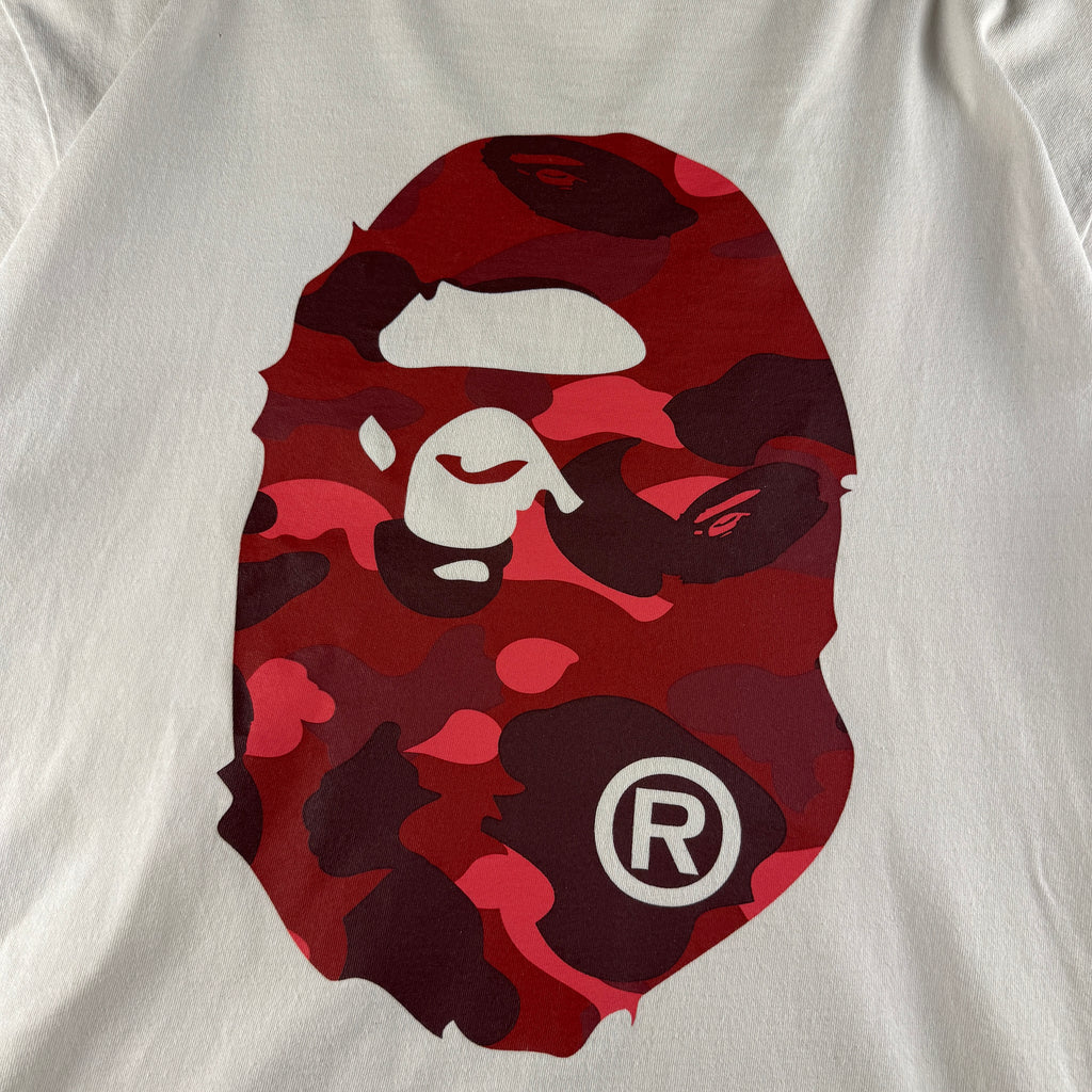 BAPE Red Big Head Camo White Tee (2XL)