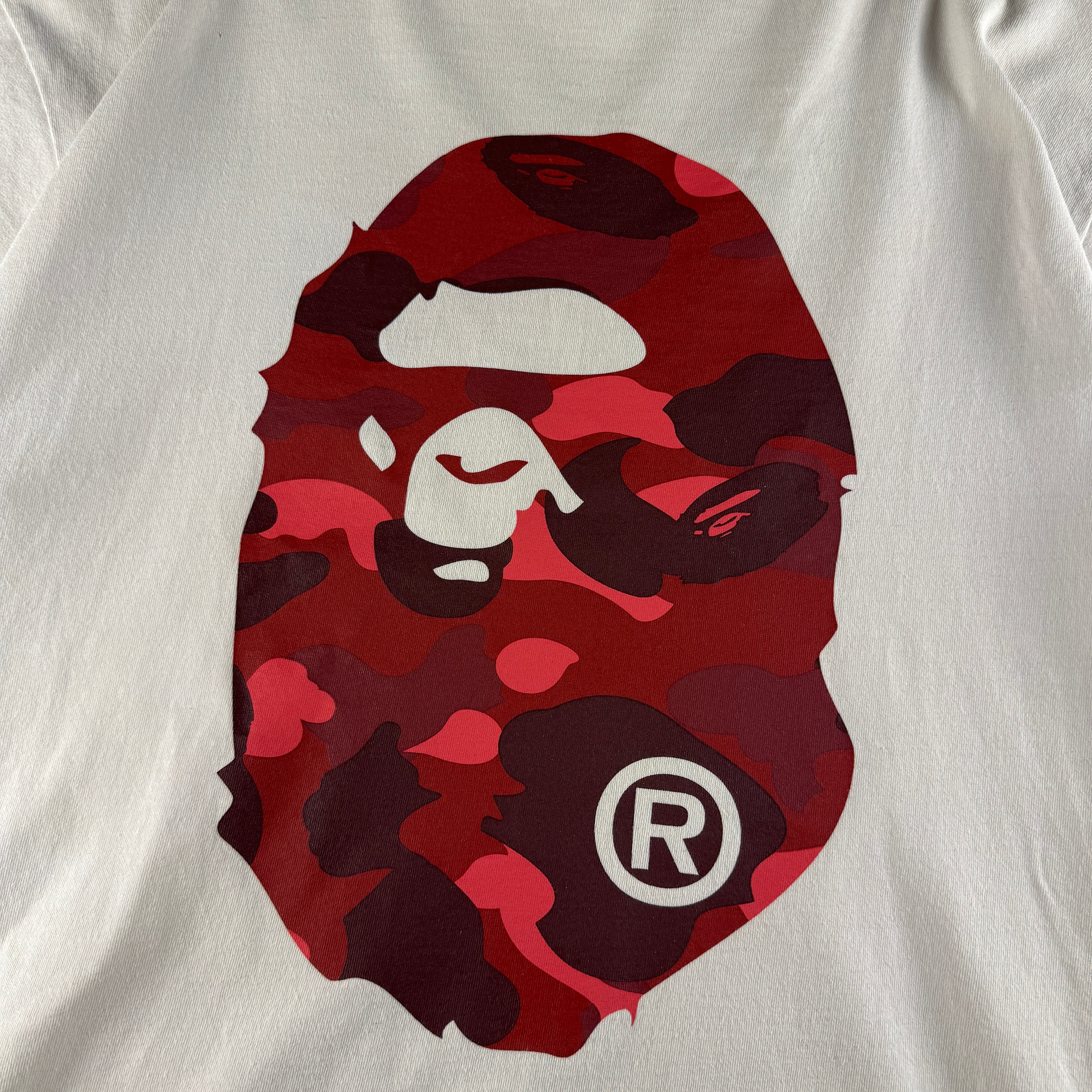 BAPE Red Big Head Camo White Tee (2XL)
