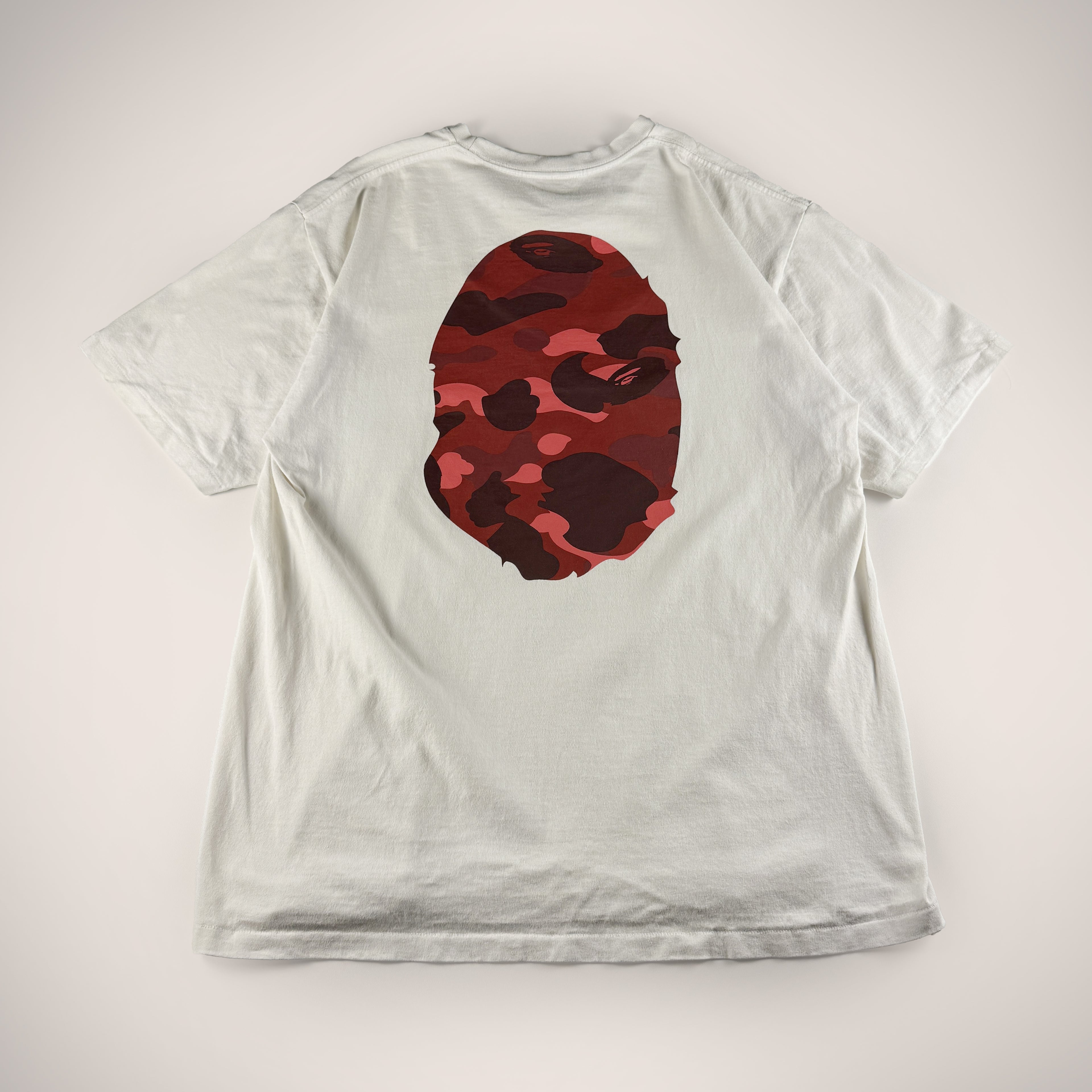 BAPE Red Big Head Camo White Tee (2XL)
