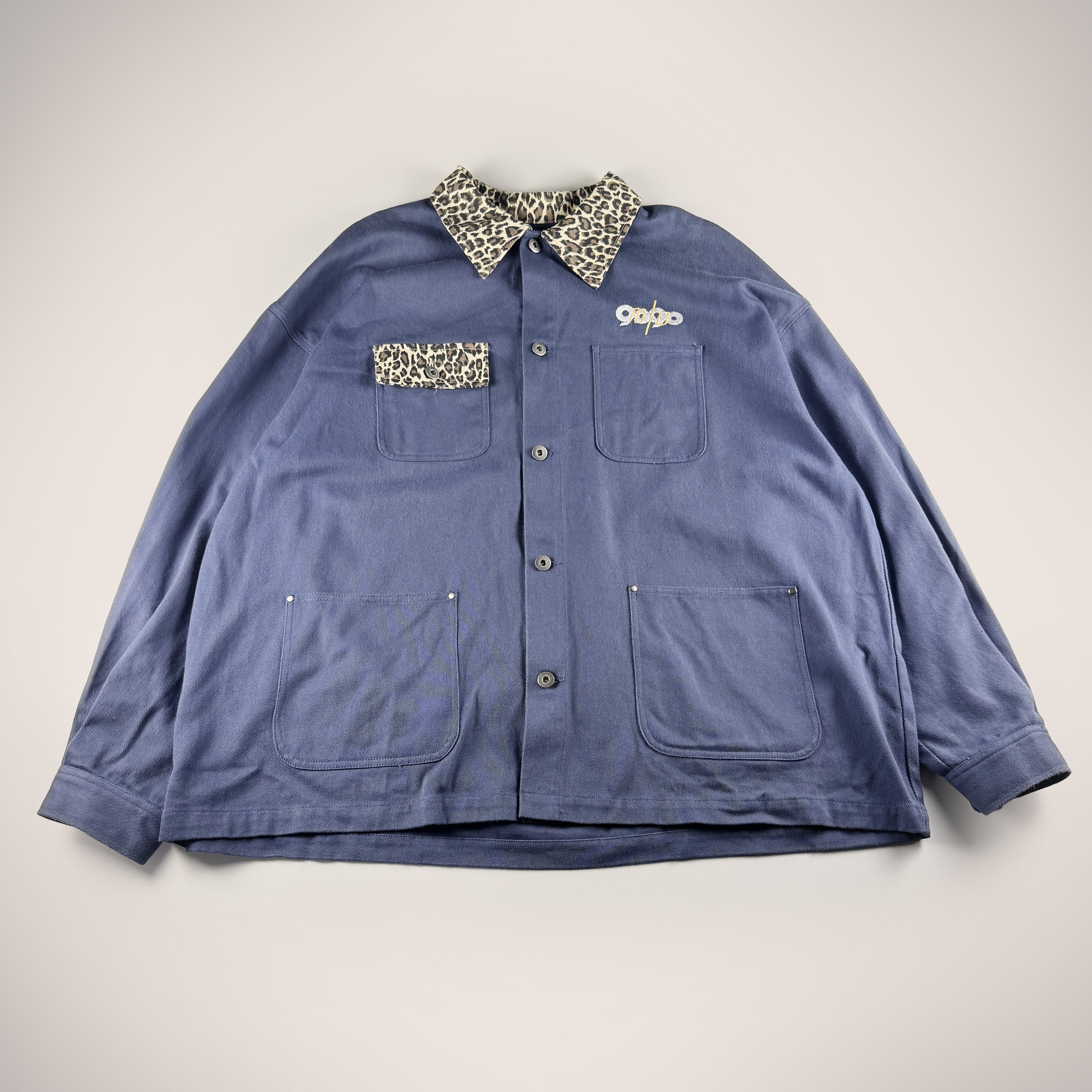 9090 x MIO Leopard Blue Coverall Jacket (XL)
