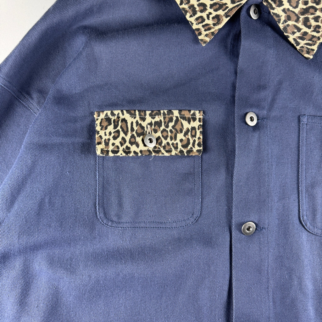 9090 x MIO Leopard Blue Coverall Jacket (XL)