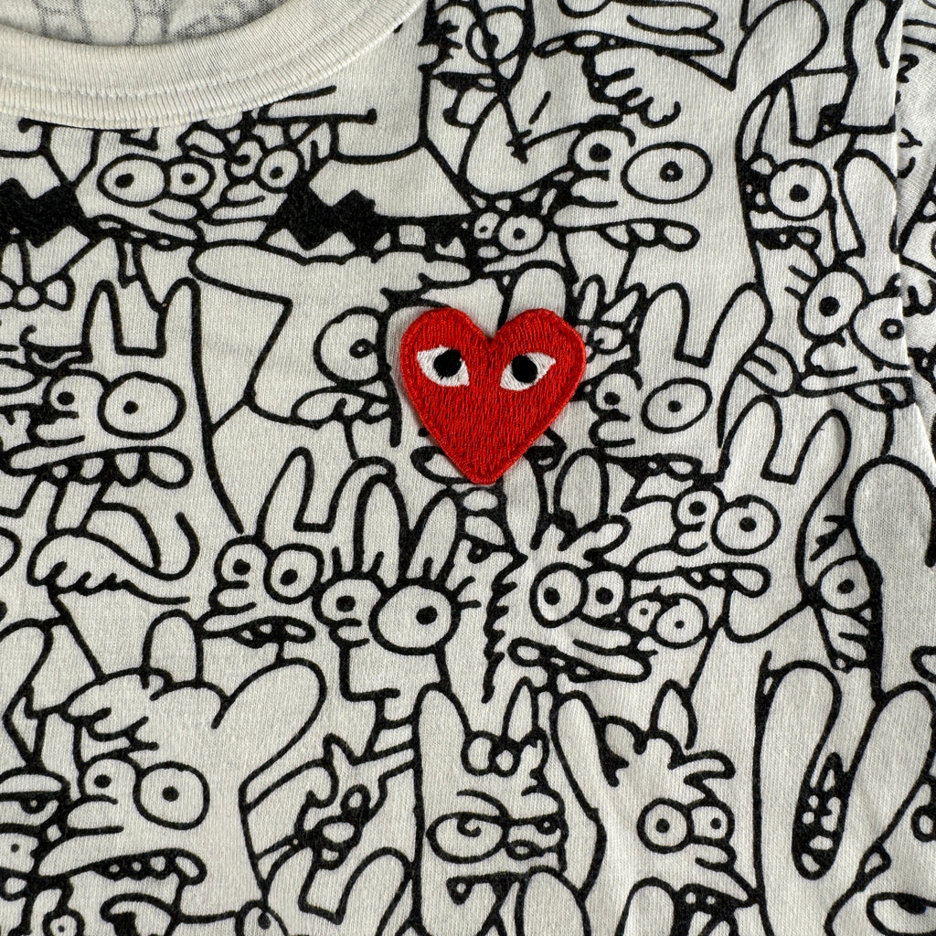 CDG Play x Matt Groening All Over Print White Tee (S)