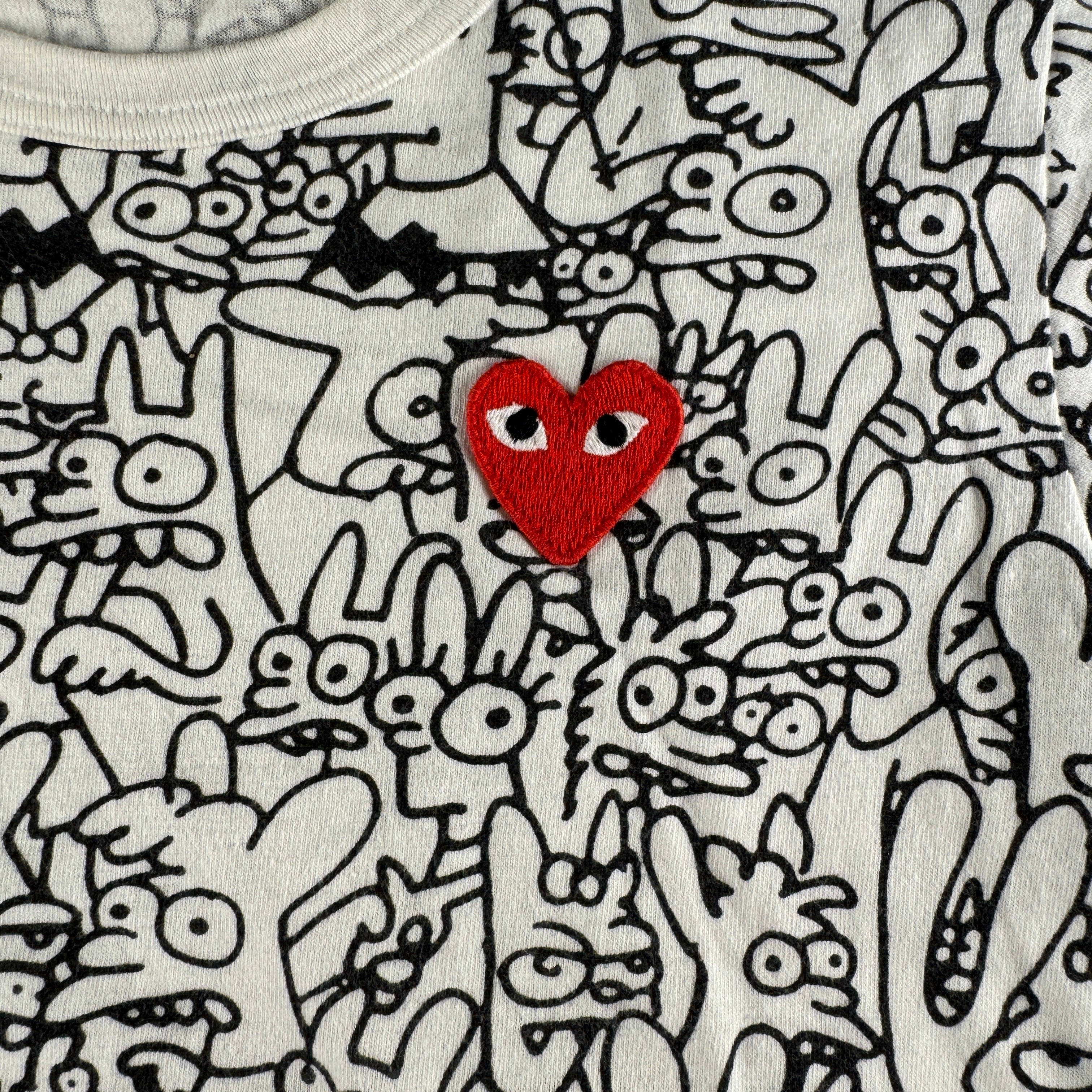CDG Play x Matt Groening All Over Print White Tee (S)