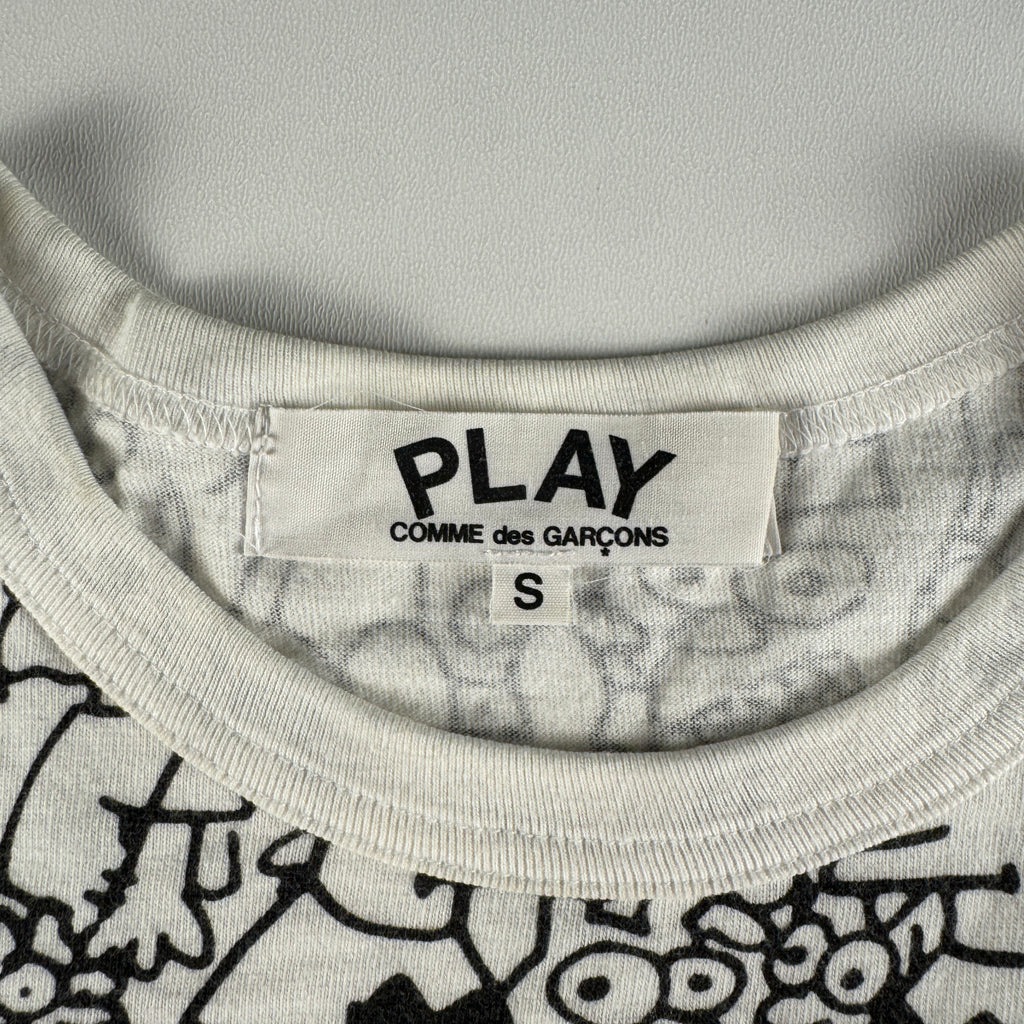 CDG Play x Matt Groening All Over Print White Tee (S)