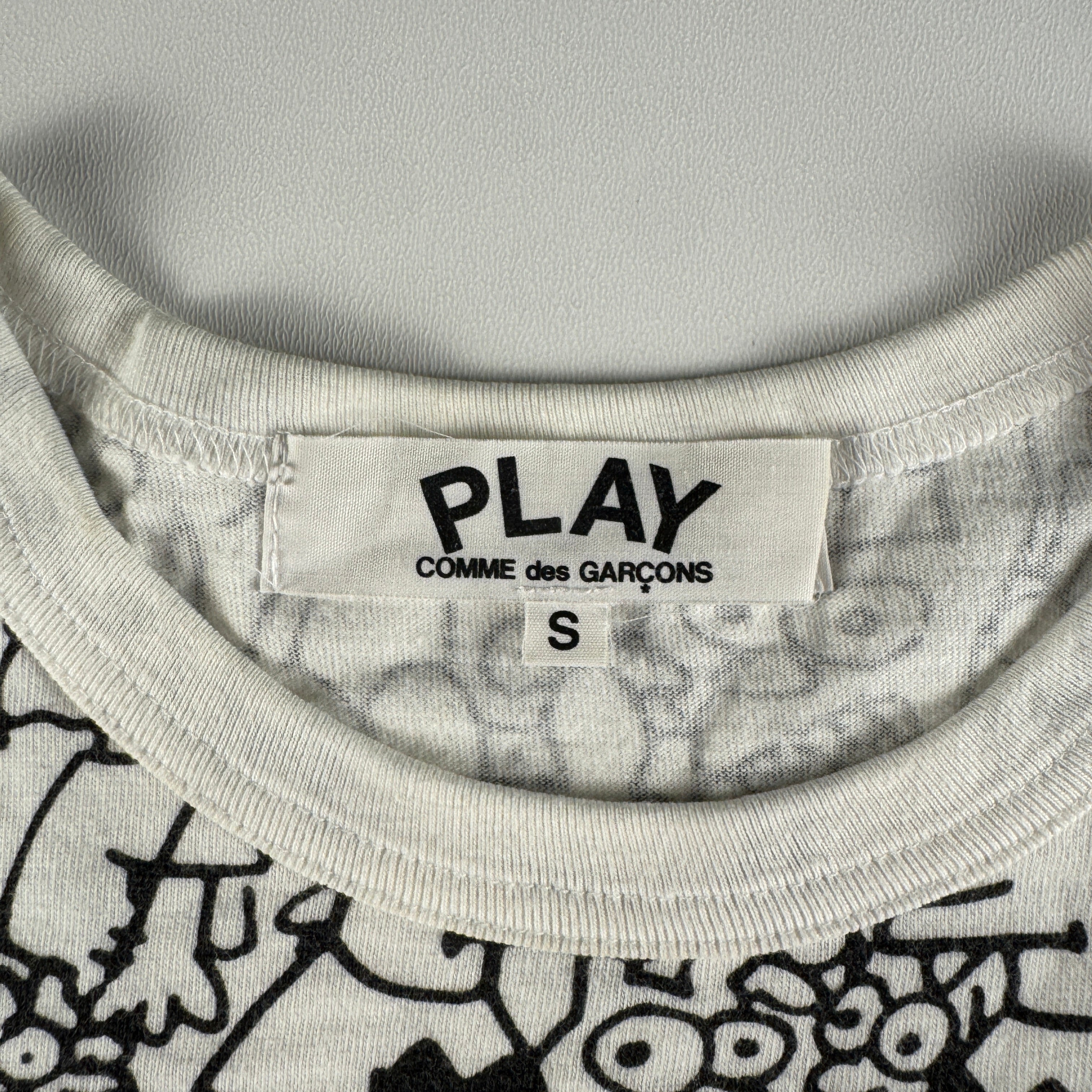 CDG Play x Matt Groening All Over Print White Tee (S)