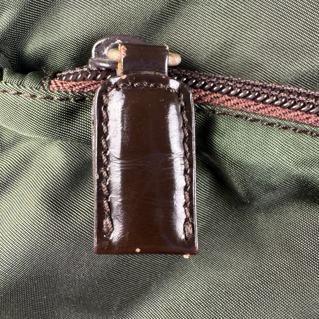 Prada Khaki Nylon Triangle Logo Tote Bag