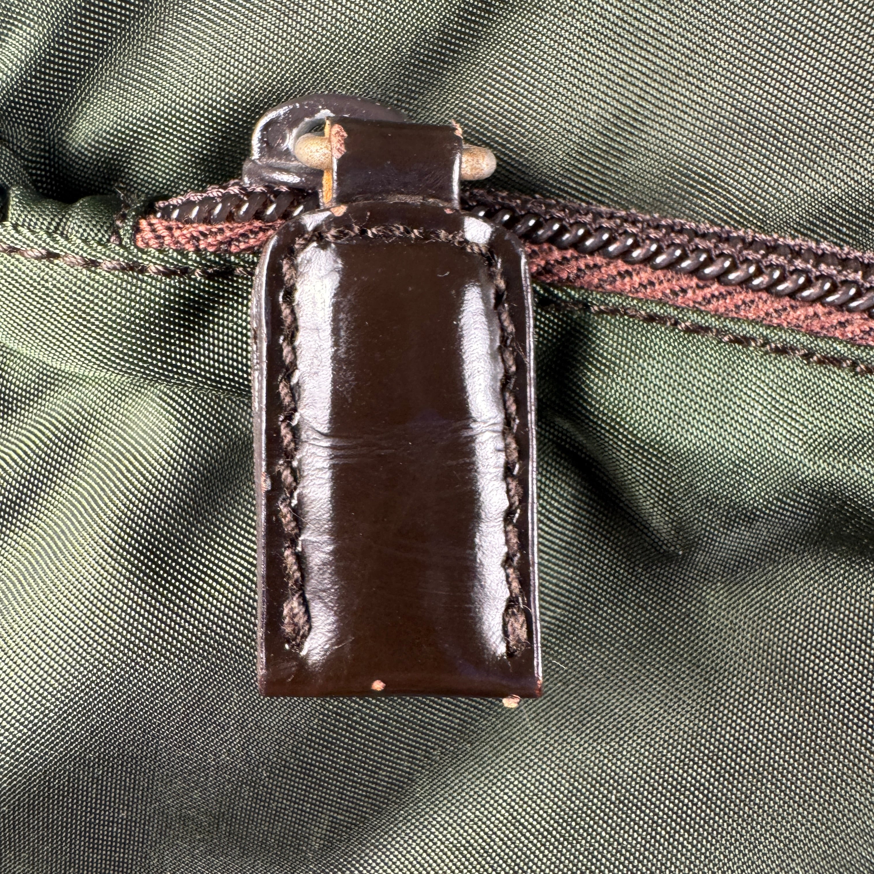 Prada Khaki Nylon Triangle Logo Tote Bag