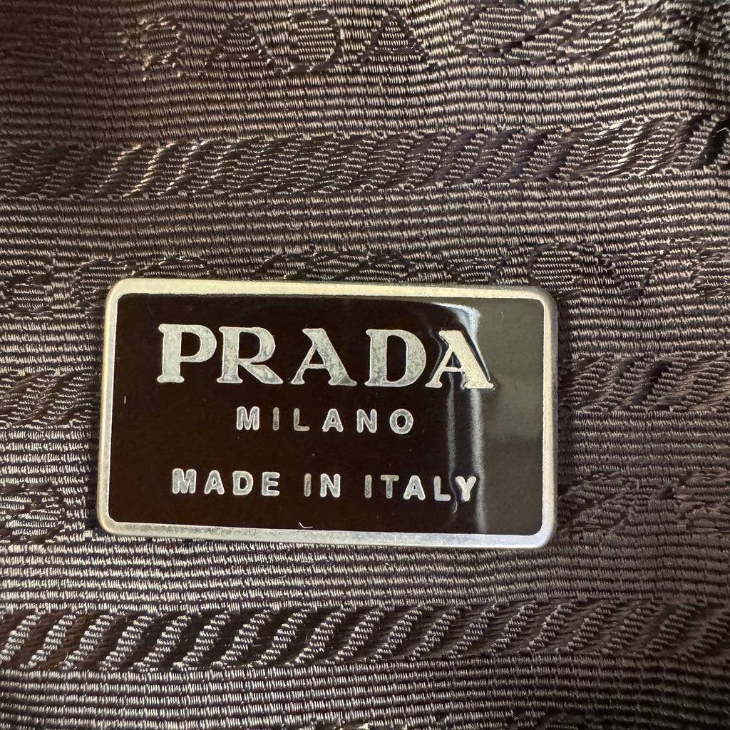 Prada Khaki Nylon Triangle Logo Tote Bag