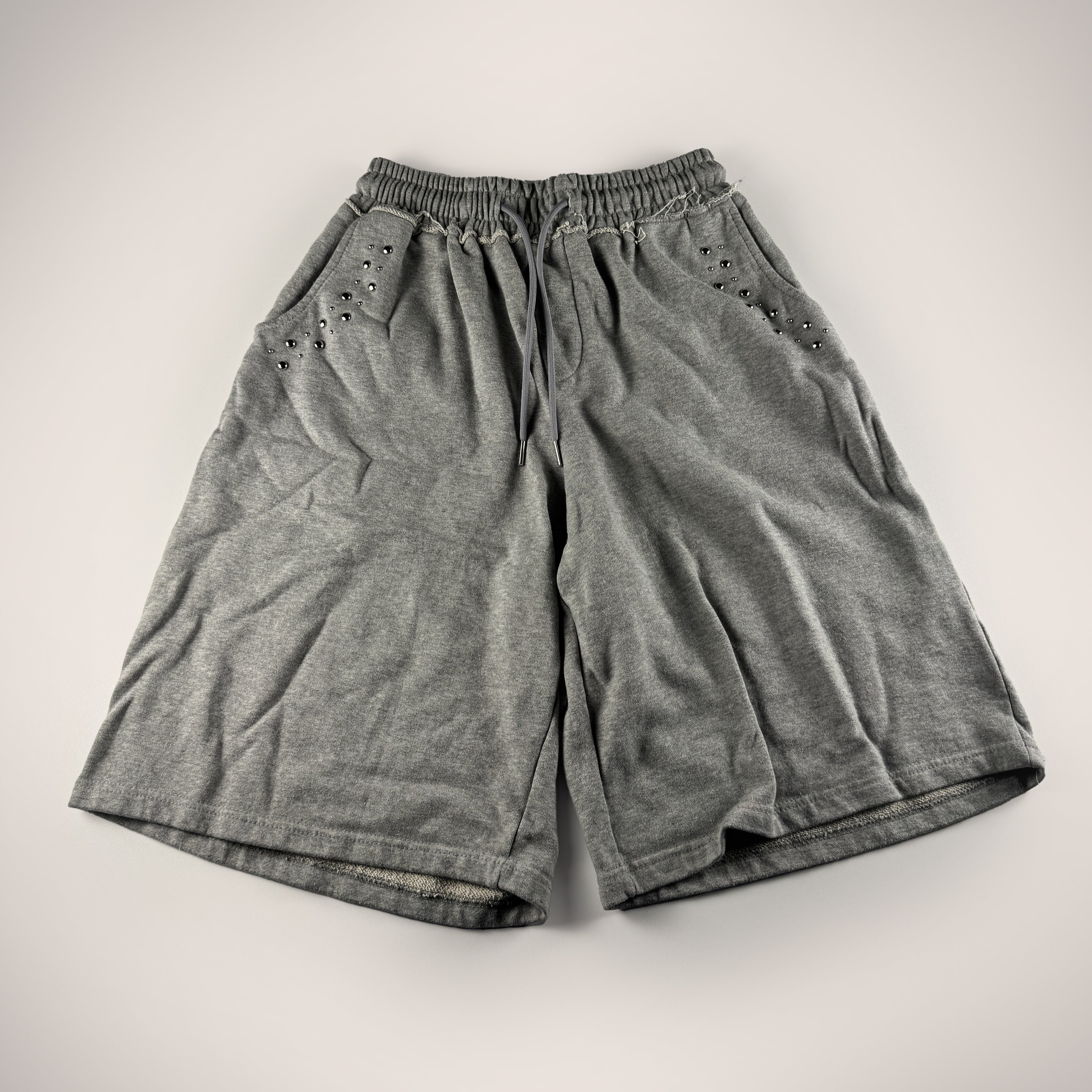 COLN Studded and Fringed Fleece Grey Short (OS)