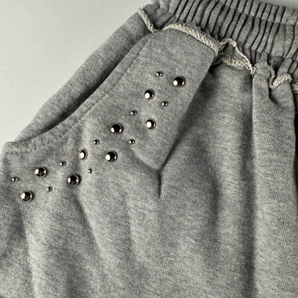 COLN Studded and Fringed Fleece Grey Short (OS)