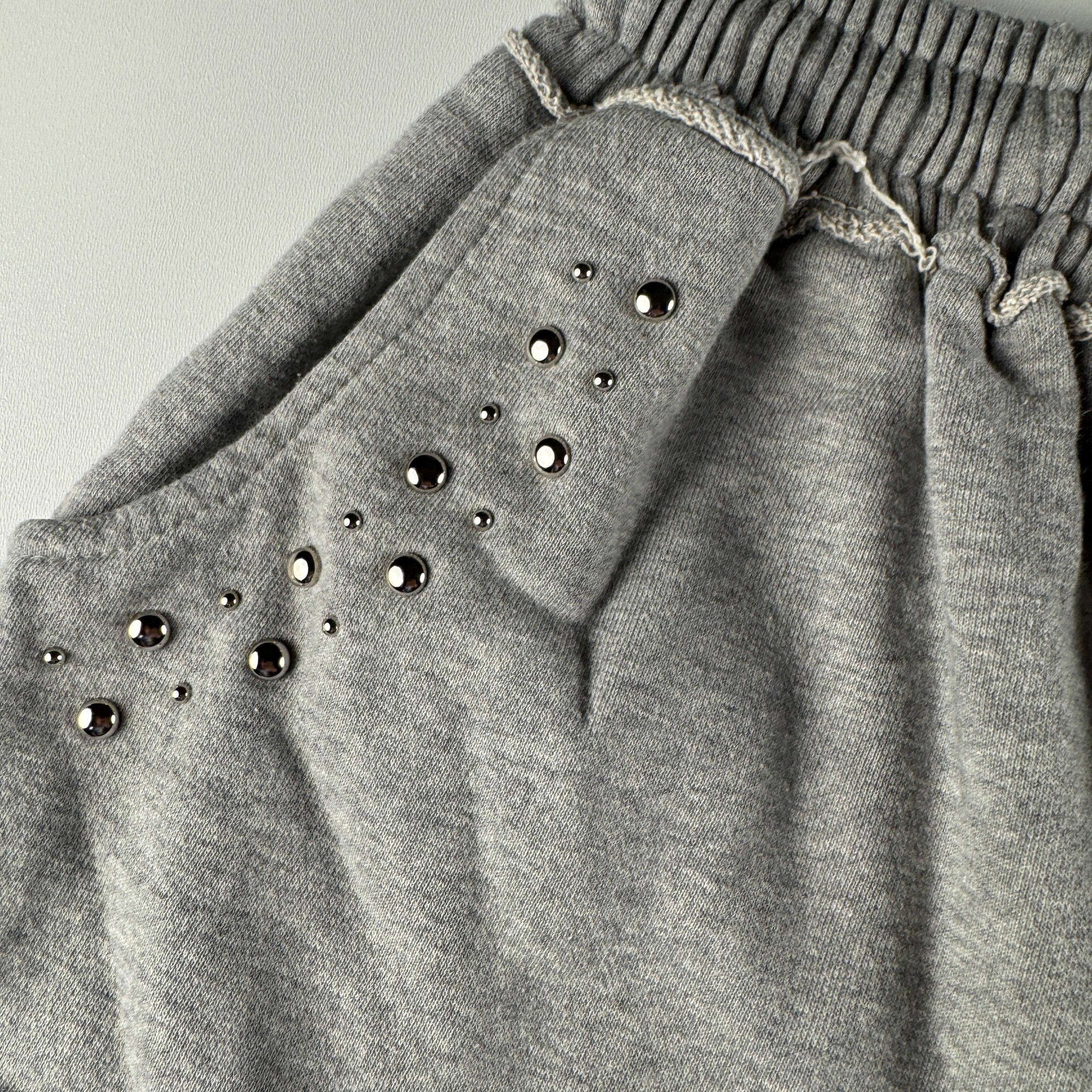 COLN Studded and Fringed Fleece Grey Short (OS)