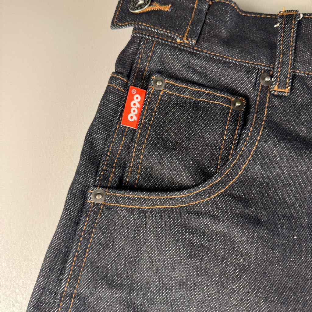 9090 Painted Logo Ballon Blue Denim Pants (