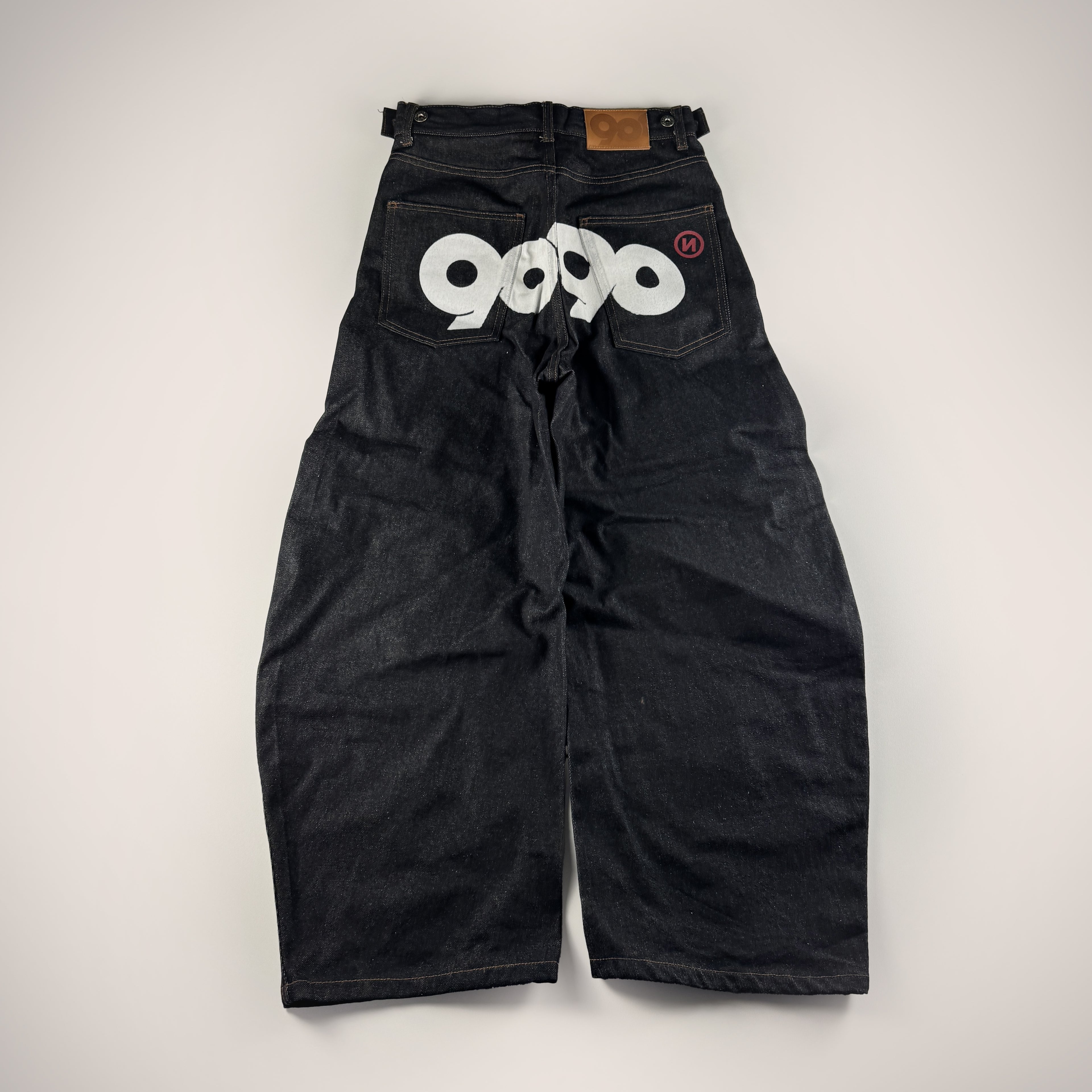 9090 Painted Logo Ballon Blue Denim Pants (