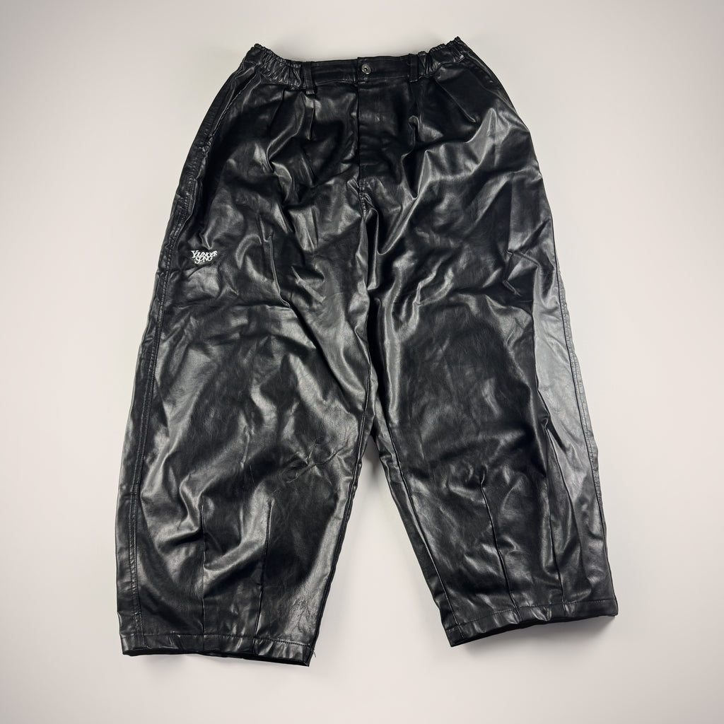 Younger Song Black Wide Vegan Leather Pants (L)